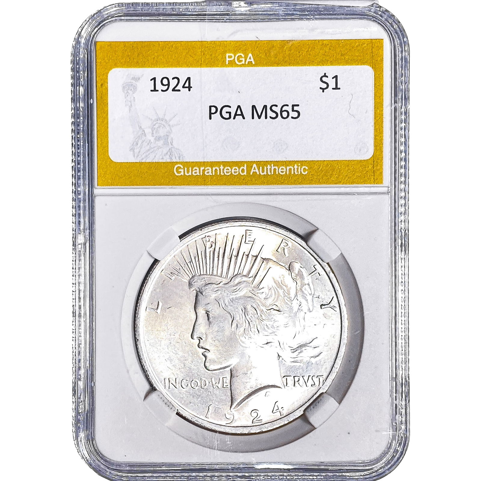 1924 Silver Peace Dollar PGA MS65: 1924 Silver Peace Dollar PGA MS65
