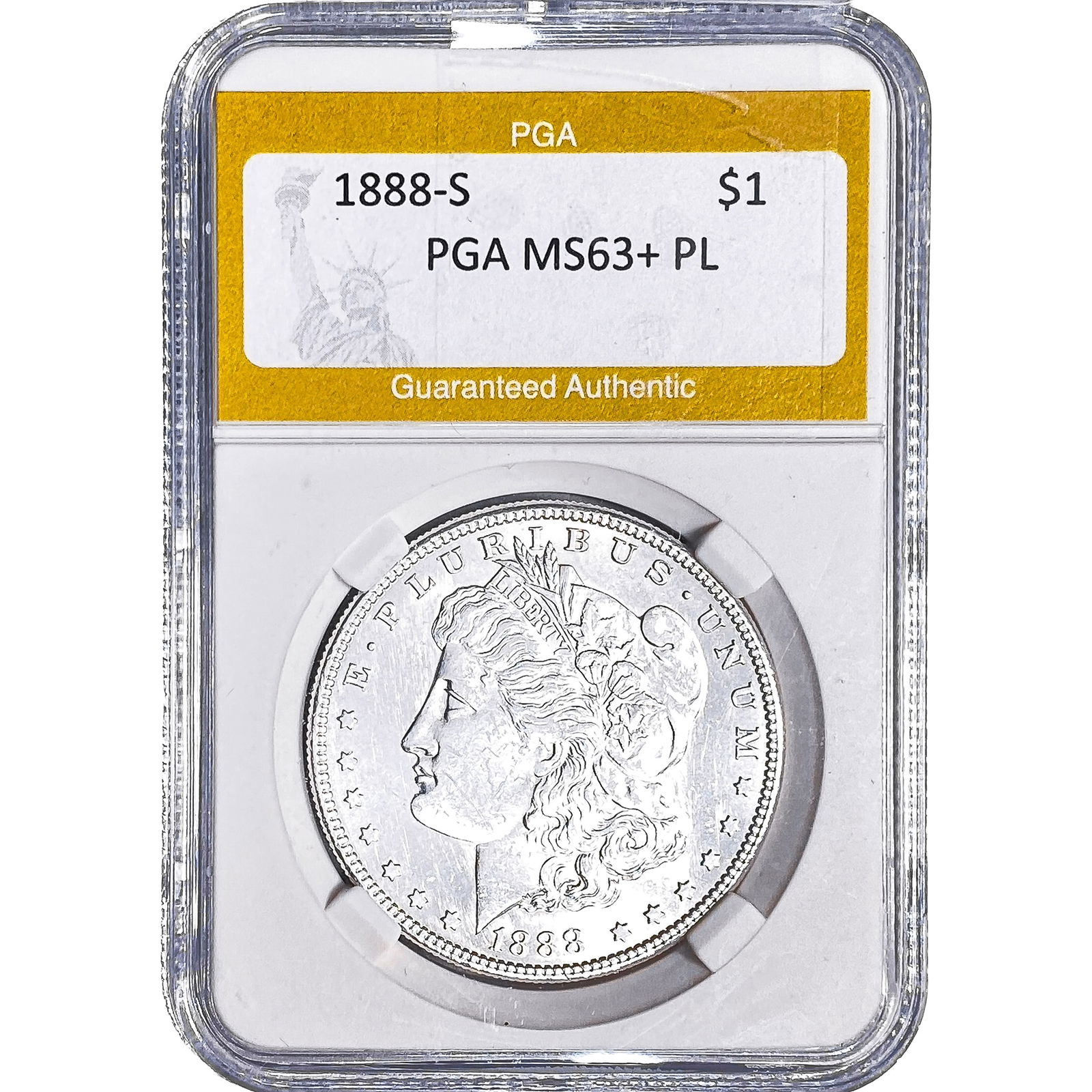 1888-S Morgan Silver Dollar PGA MS63+ PL: 1888-S Morgan Silver Dollar PGA MS63+ PL