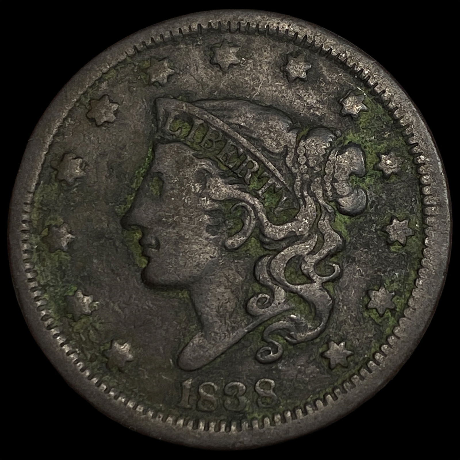 1838 Coronet Head Large Cent LIGHTLY CIRCULATED: 1838 Coronet Head Large Cent LIGHTLY CIRCULATED