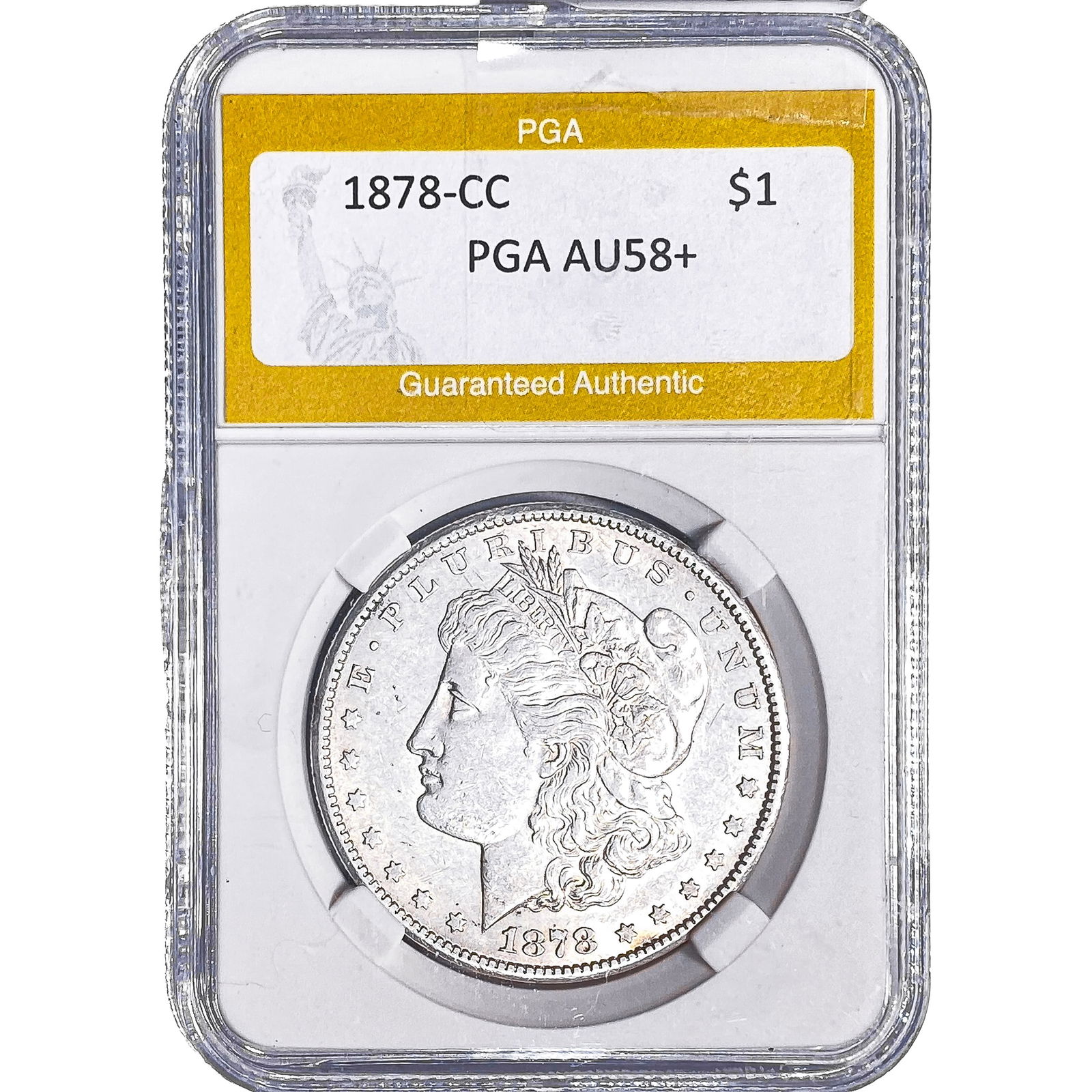 1878-CC Morgan Silver Dollar PGA AU58+: 1878-CC Morgan Silver Dollar PGA AU58+