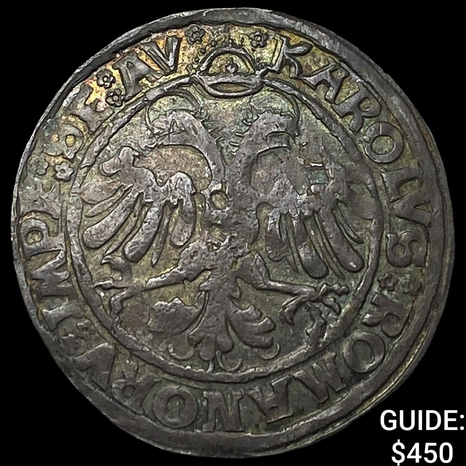 1524 Germany Charles II Silver 1/4 Thaler CLOSELY UNCIRCULATED: 1524 Germany Charles II Silver 1/4 Thaler CLOSELY UNCIRCULATED