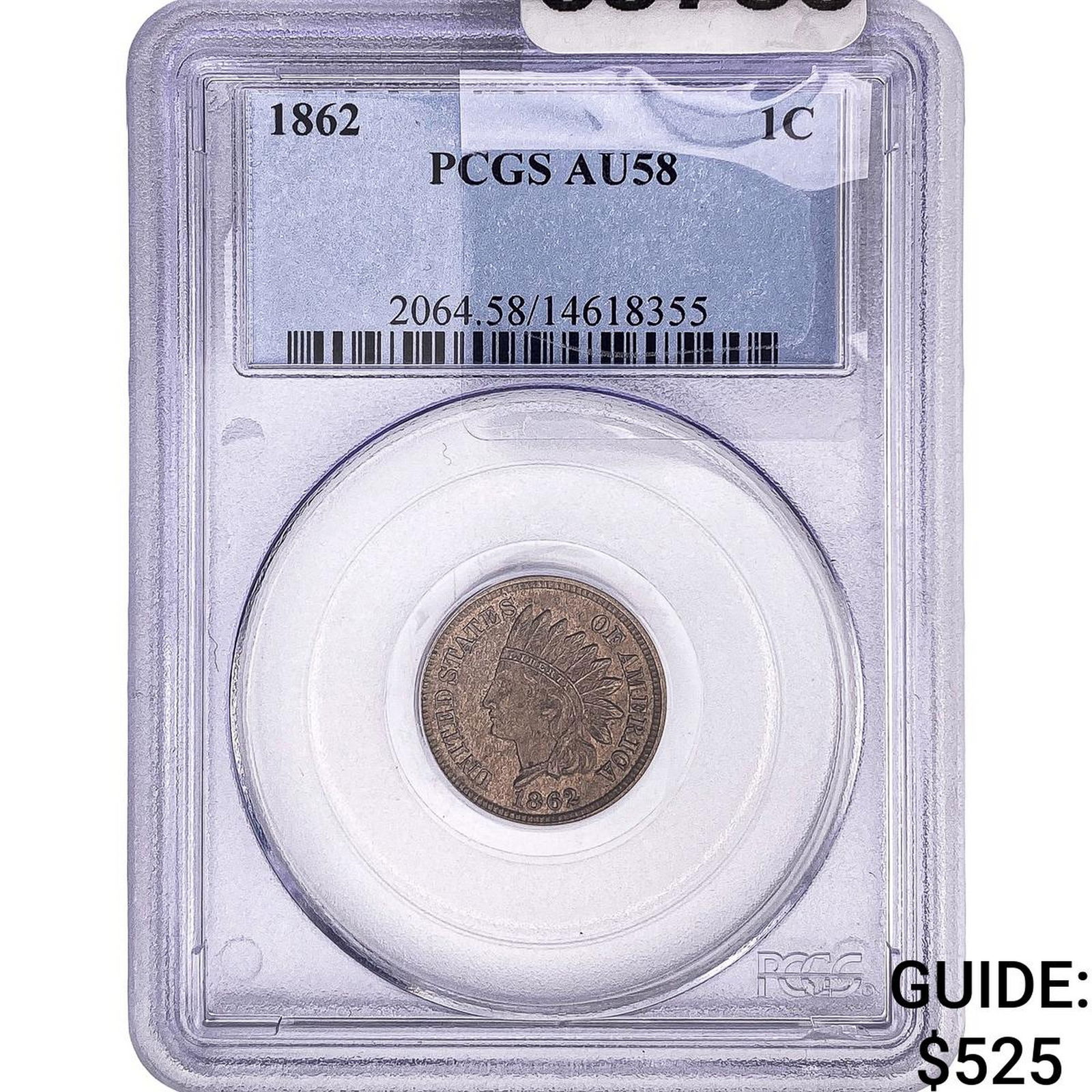1862 Indian Head Cent PCGS AU58: 1862 Indian Head Cent PCGS AU58