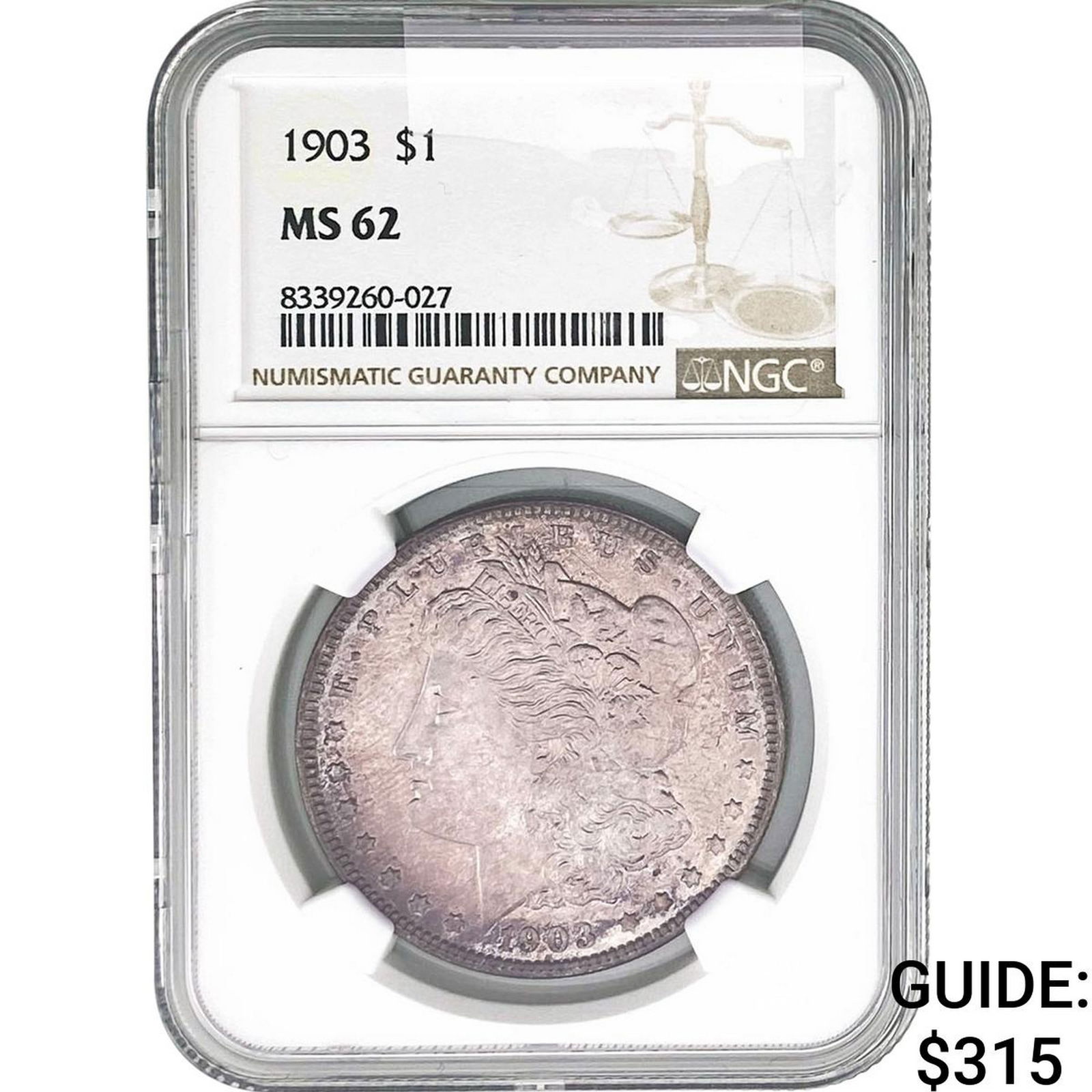 1903 Morgan Silver Dollar NGC MS62: 1903 Morgan Silver Dollar NGC MS62