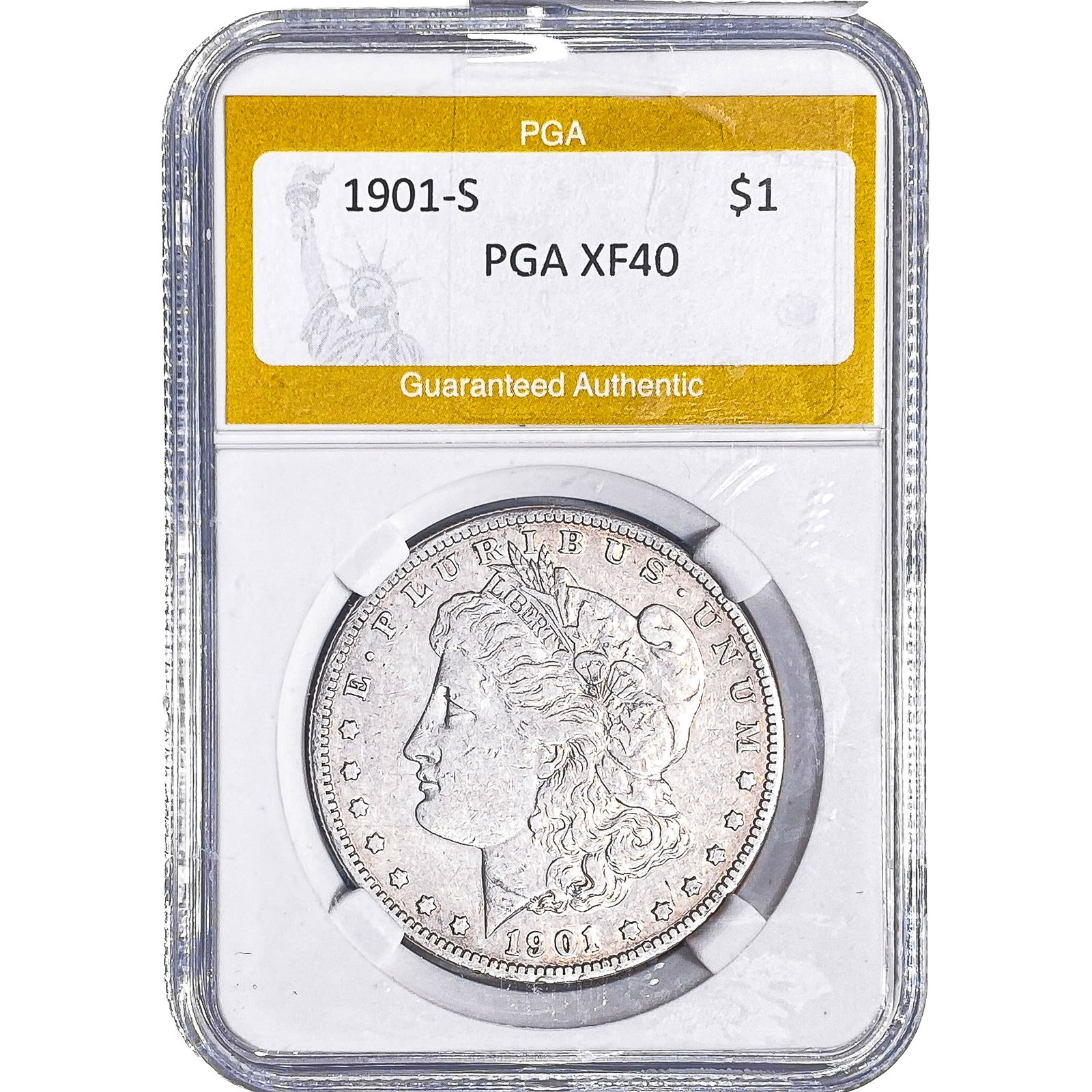 1901-S Morgan Silver Dollar PGA XF40: 1901-S Morgan Silver Dollar PGA XF40