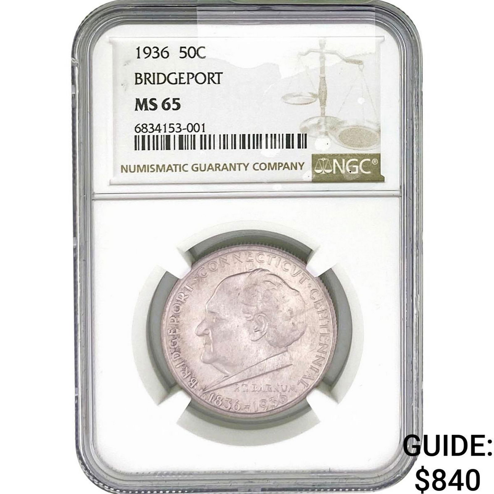 1936 Bridgeport Half Dollar NGC MS65 (1 of 2)