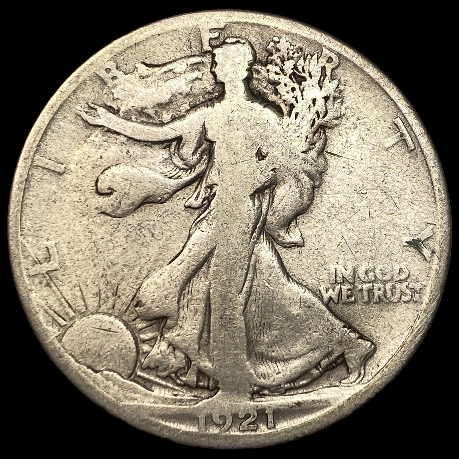 1921-D Silver Walking Liberty Half Dollar NICELY CIRCULATED (1 of 2)