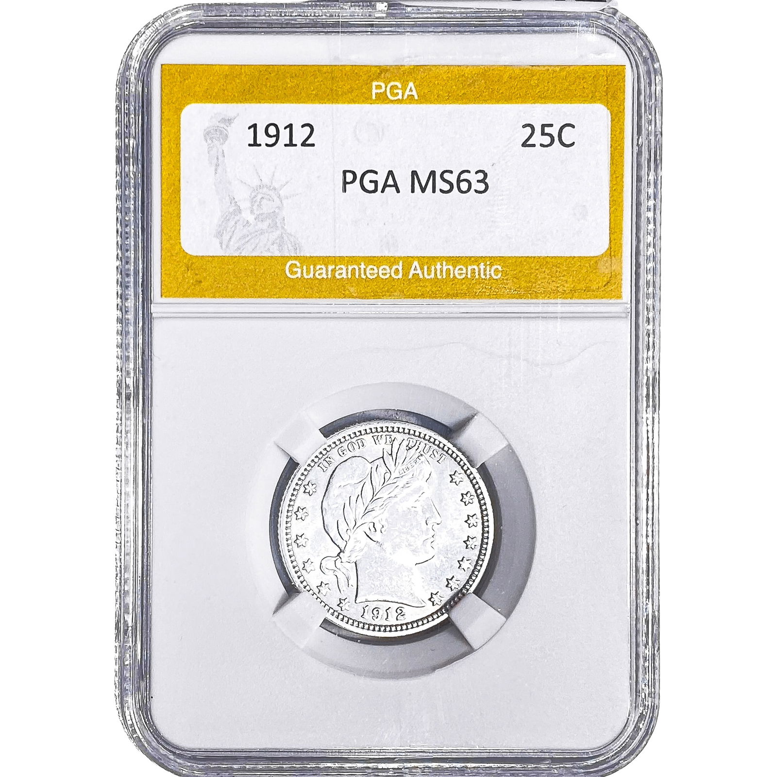 1912 Barber Quarter PGA MS63: 1912 Barber Quarter PGA MS63