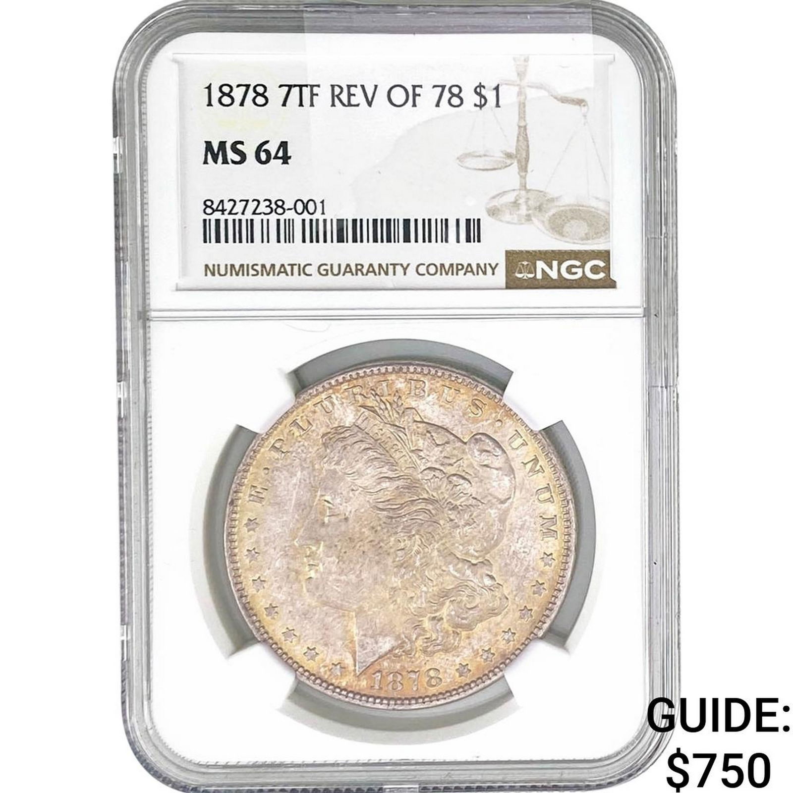 1878 Rev. 1878 Morgan Silver Dollar NGC MS64: 1878 Rev. 1878 Morgan Silver Dollar NGC MS64