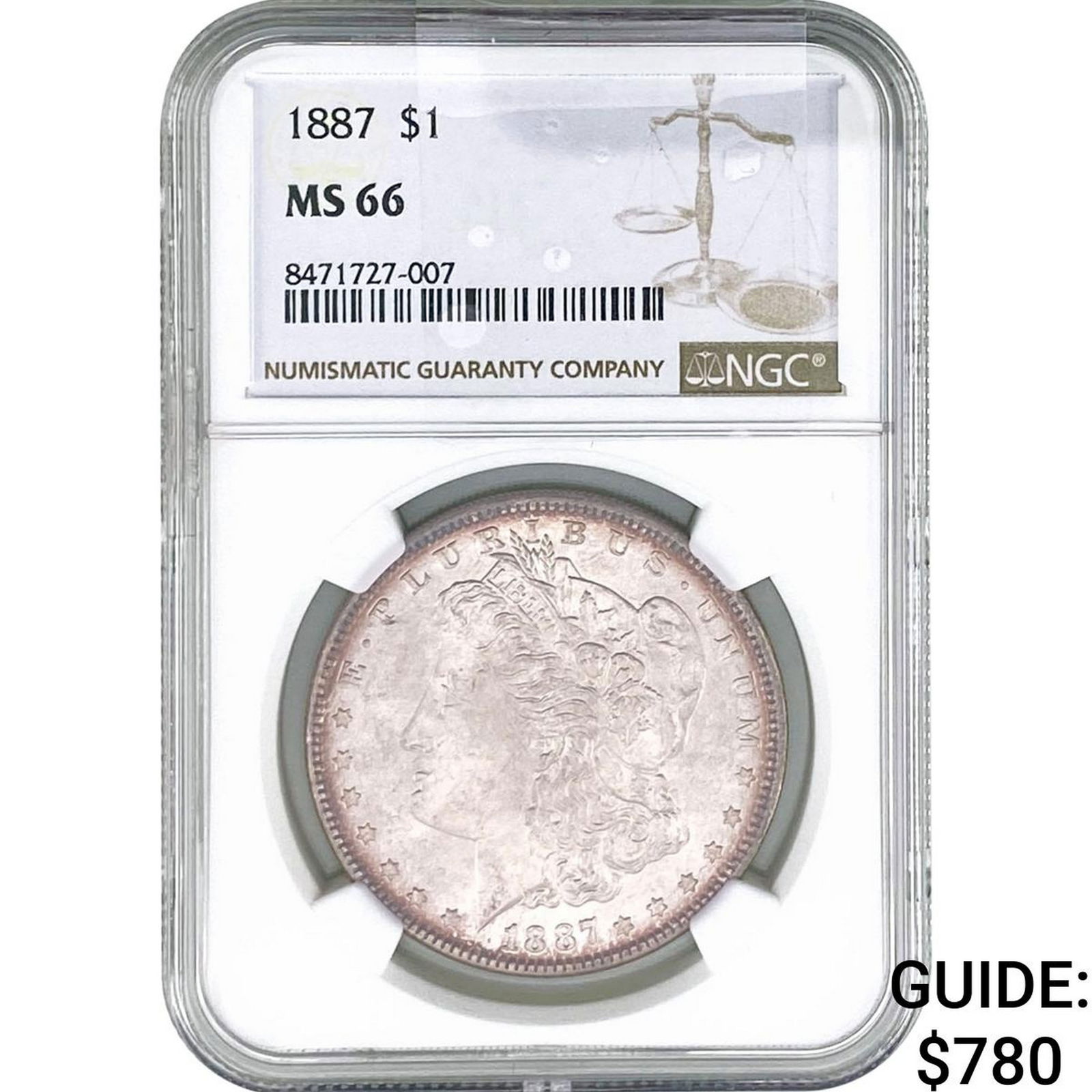 1887 Morgan Silver Dollar NGC MS66: 1887 Morgan Silver Dollar NGC MS66