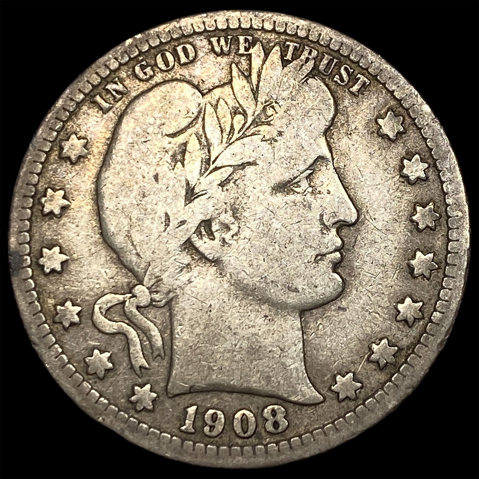 1908-S Silver Barber Quarter NEARLY UNCIRCULATED: 1908-S Silver Barber Quarter NEARLY UNCIRCULATED