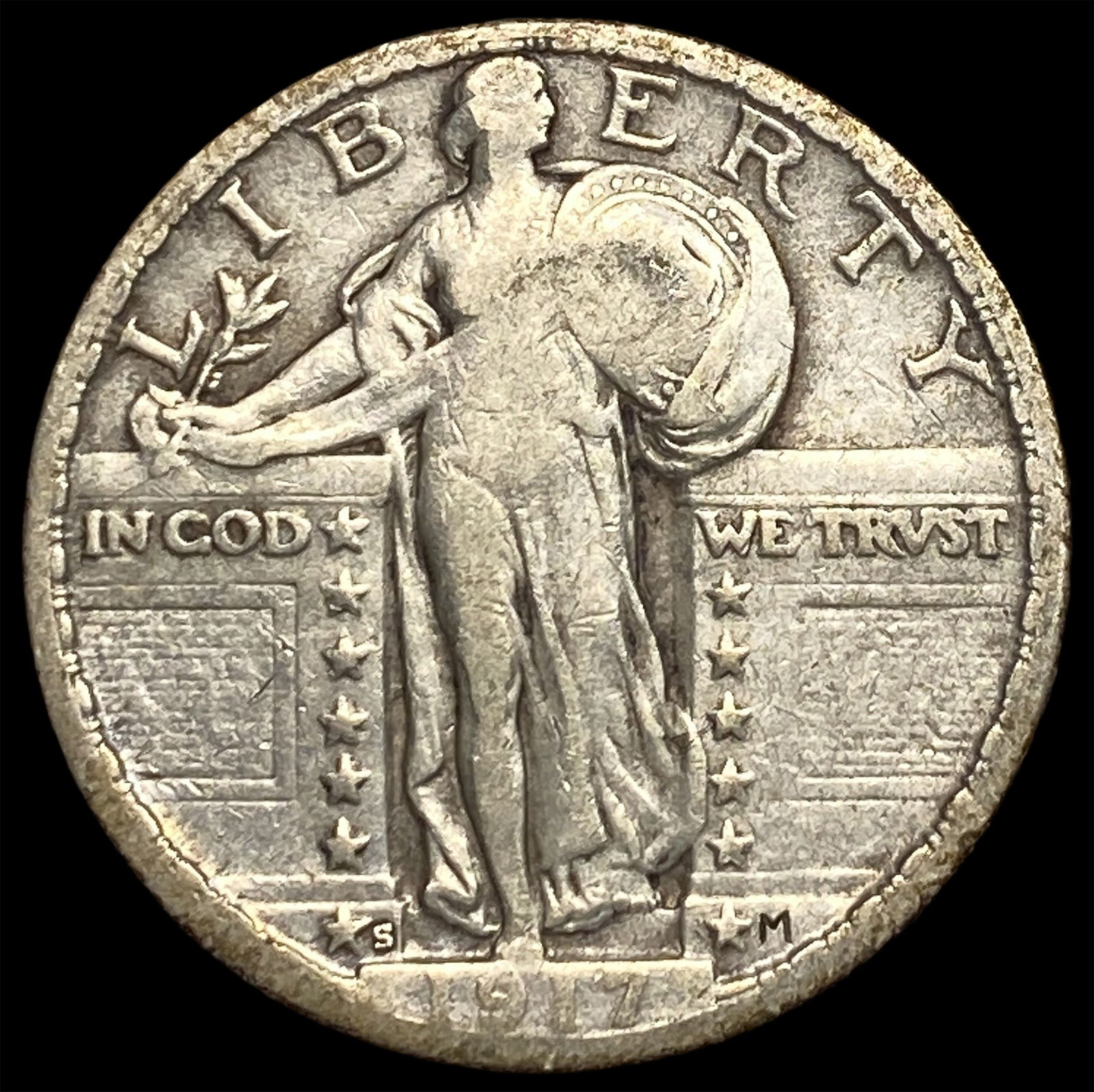 1917-S Silver Standing Liberty Quarter NEARLY UNCIRCULATED (1 of 2)