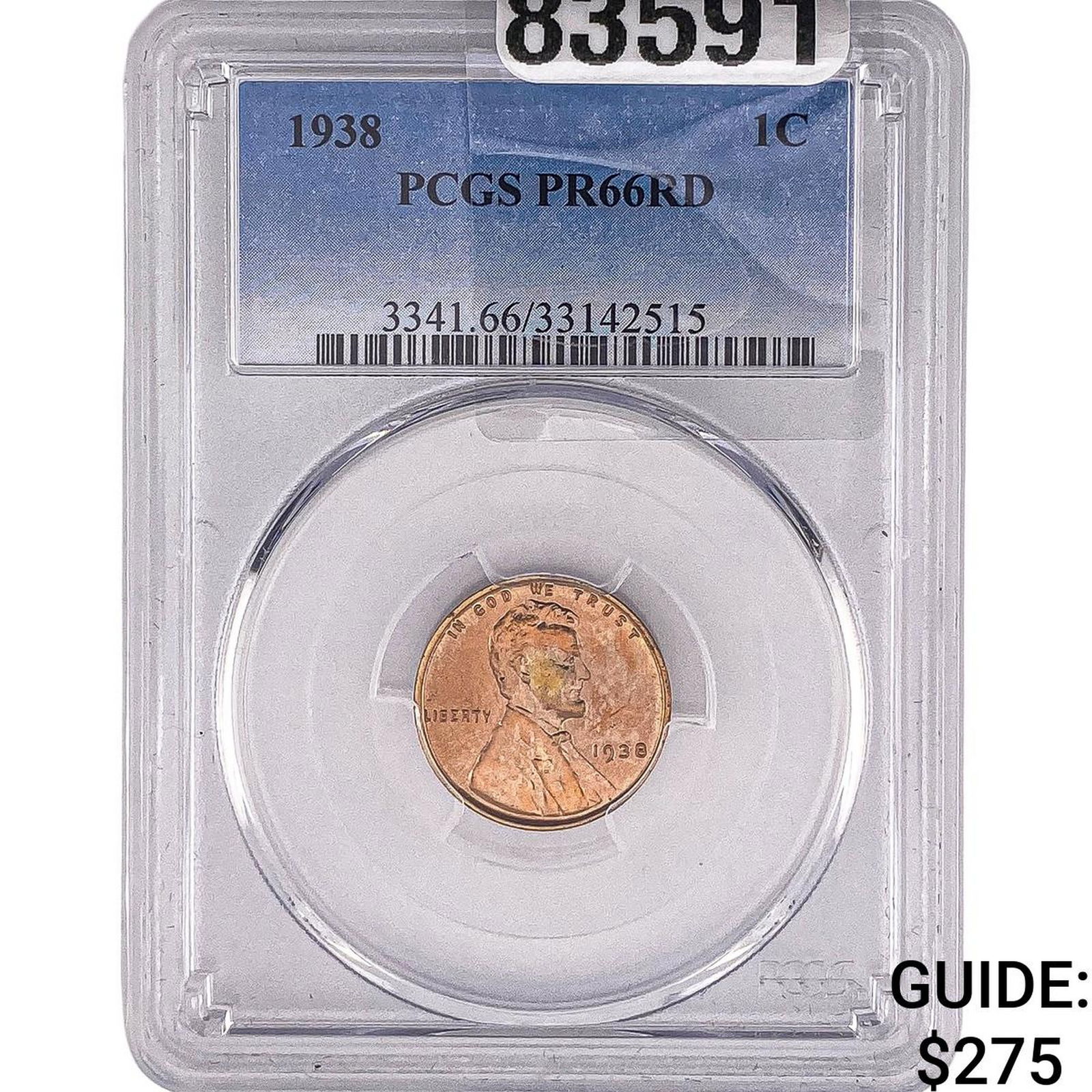 1938 Wheat Cent PCGS PR66 RD: 1938 Wheat Cent PCGS PR66 RD