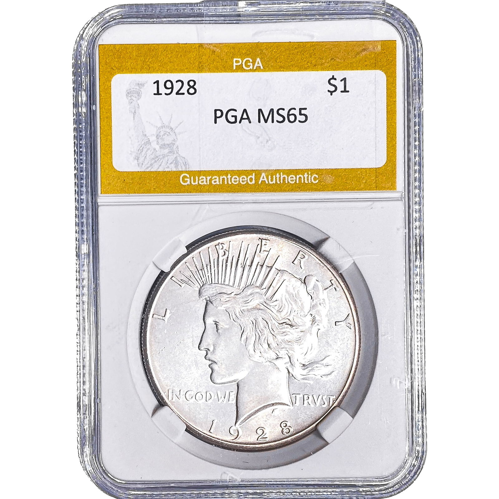 1928 Silver Peace Dollar PGA MS65: 1928 Silver Peace Dollar PGA MS65