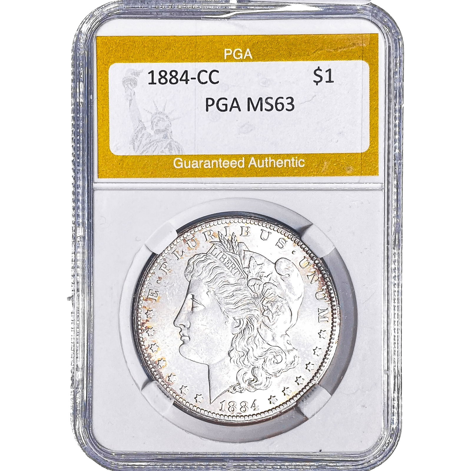 1884-CC Morgan Silver Dollar PGA MS63: 1884-CC Morgan Silver Dollar PGA MS63