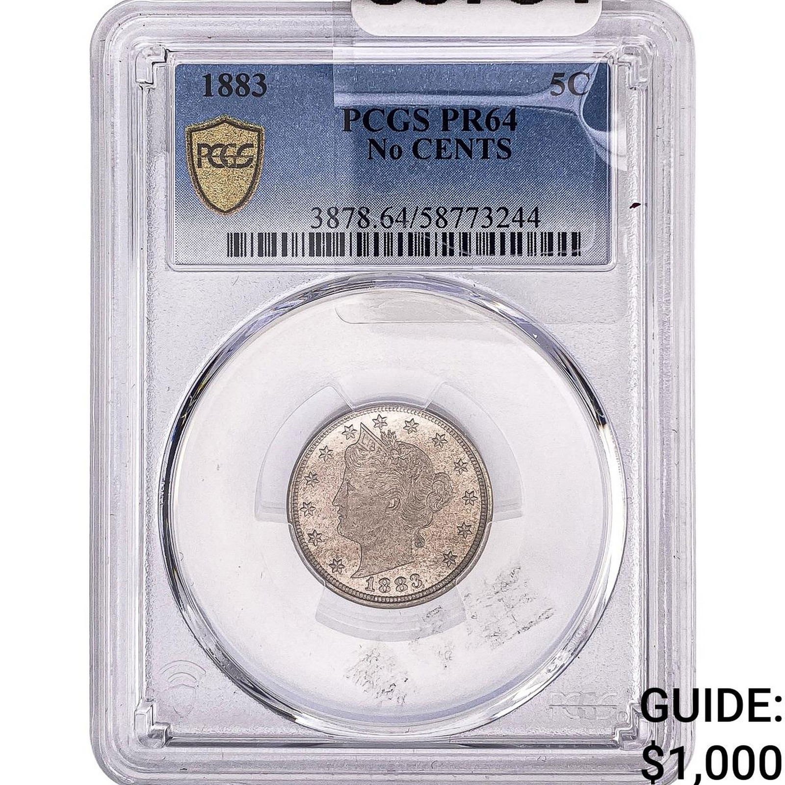 1883 Liberty Victory Nickel PCGS PR64 No Cents: 1883 Liberty Victory Nickel PCGS PR64 No Cents