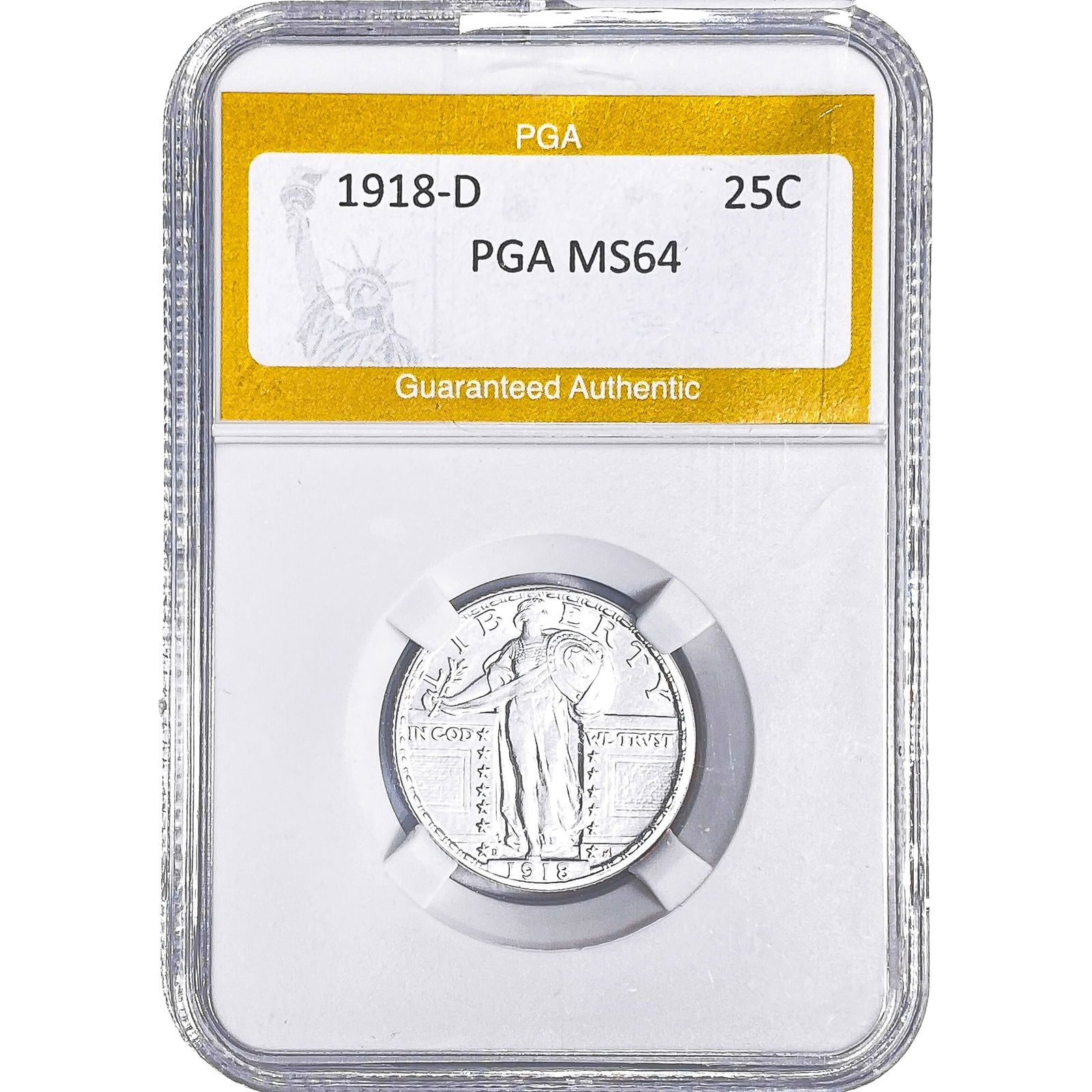 1918-D Standing Liberty Quarter PGA MS64: 1918-D Standing Liberty Quarter PGA MS64