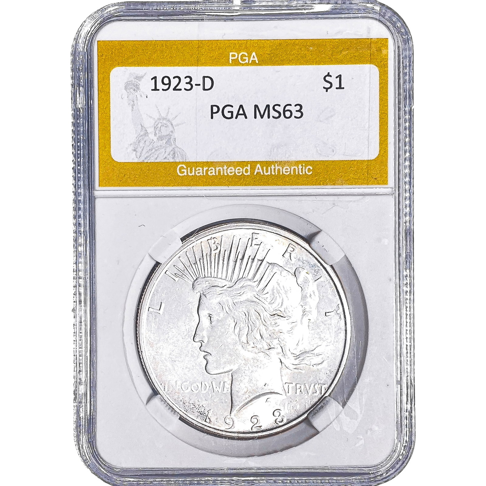 1923-D Silver Peace Dollar PGA MS63: 1923-D Silver Peace Dollar PGA MS63