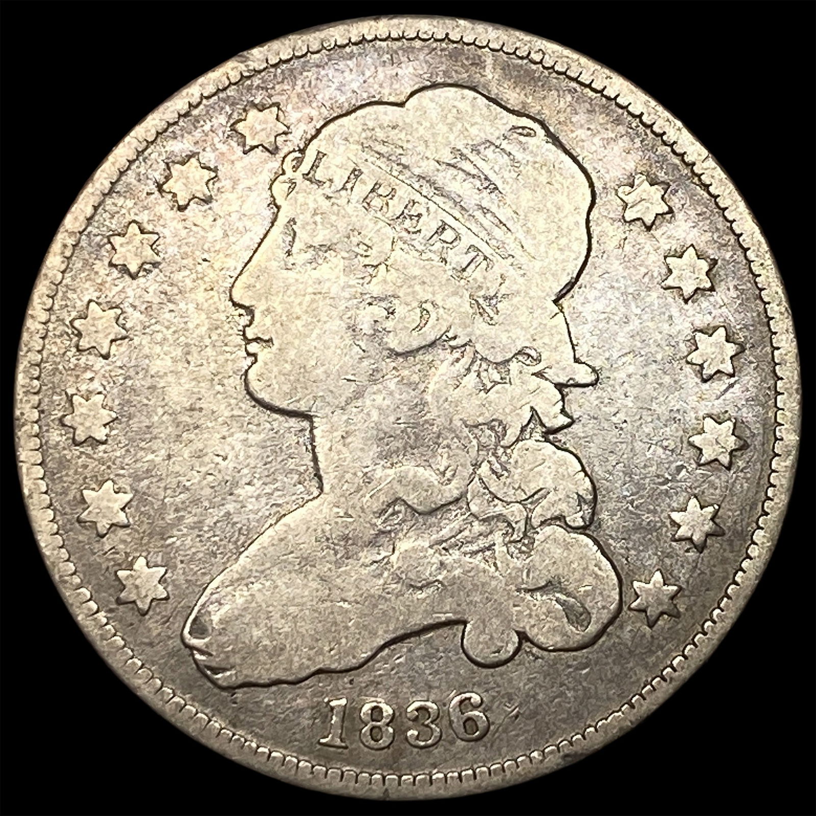 1836 Capped Bust Silver Quarter LIGHTLY CIRCULATED (1 of 2)