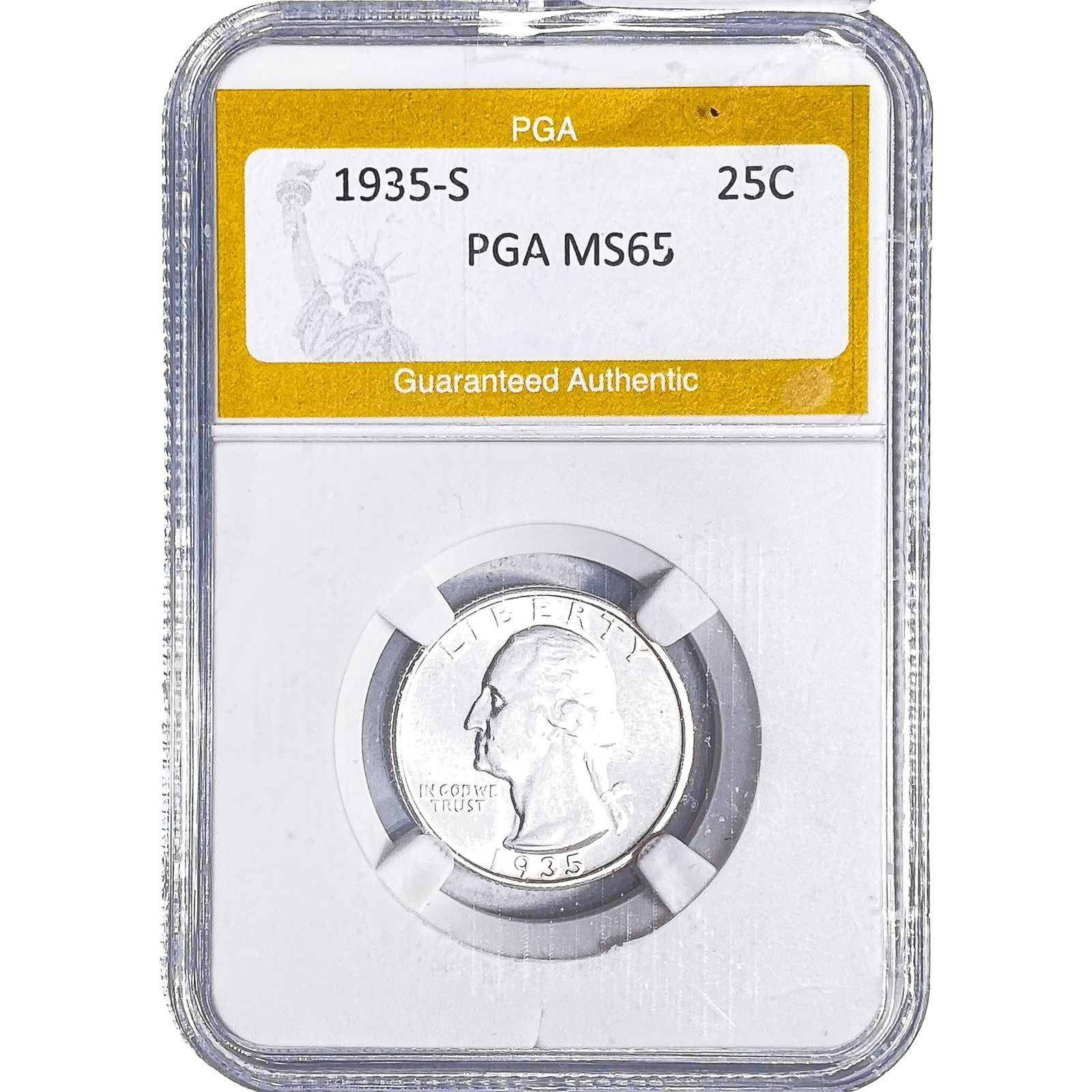 1935-S Washington Silver Quarter PGA MS65: 1935-S Washington Silver Quarter PGA MS65