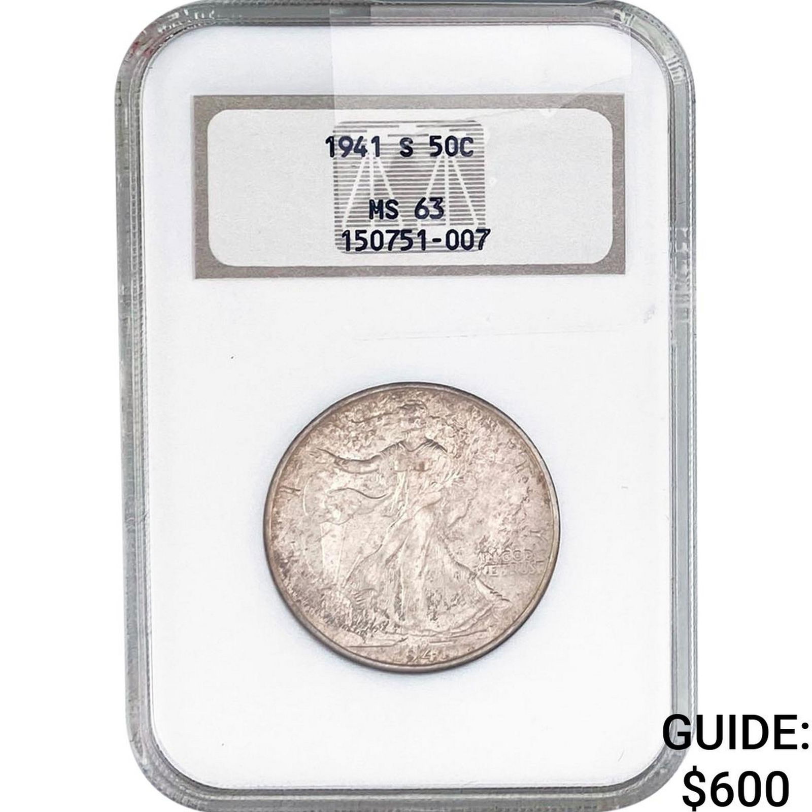 1941-S Walking Liberty Half Dollar NGC MS63: 1941-S Walking Liberty Half Dollar NGC MS63