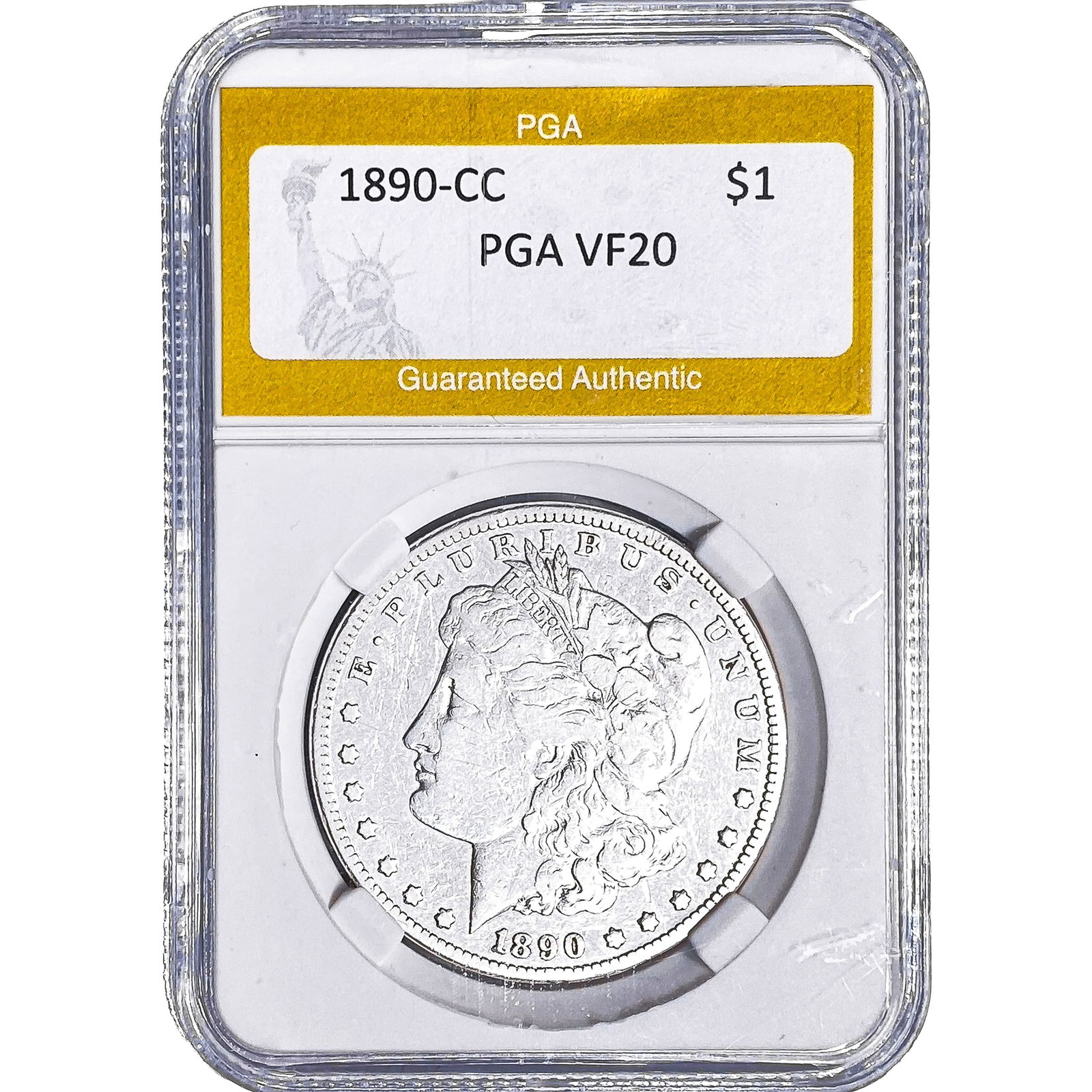 1890-CC Morgan Silver Dollar PGA VF20: 1890-CC Morgan Silver Dollar PGA VF20
