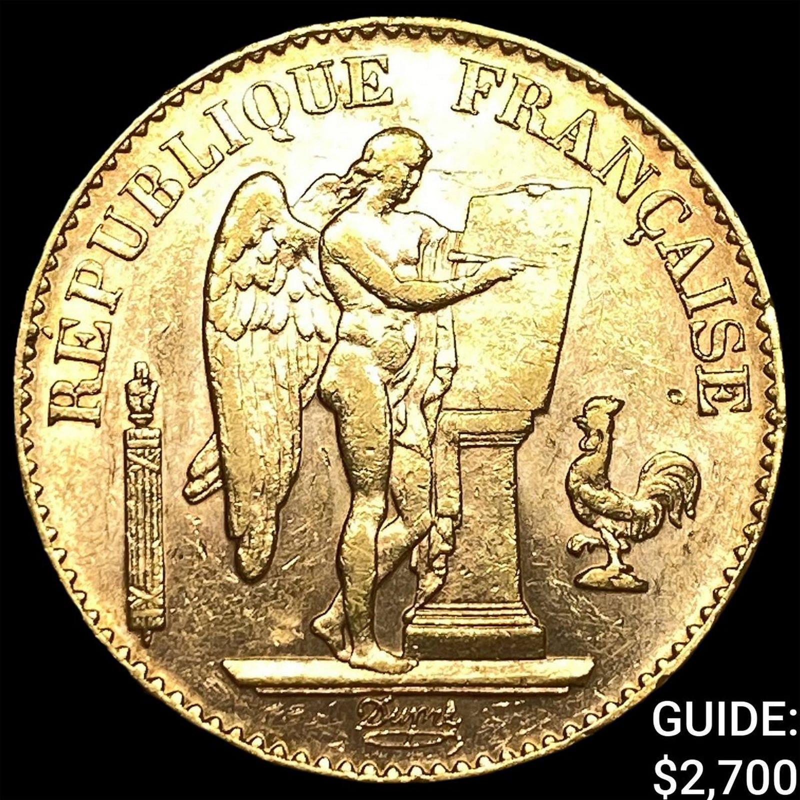 1898 France Gold 20 Francs CLOSELY UNCIRCULATED: 1898 France Gold 20 Francs CLOSELY UNCIRCULATED