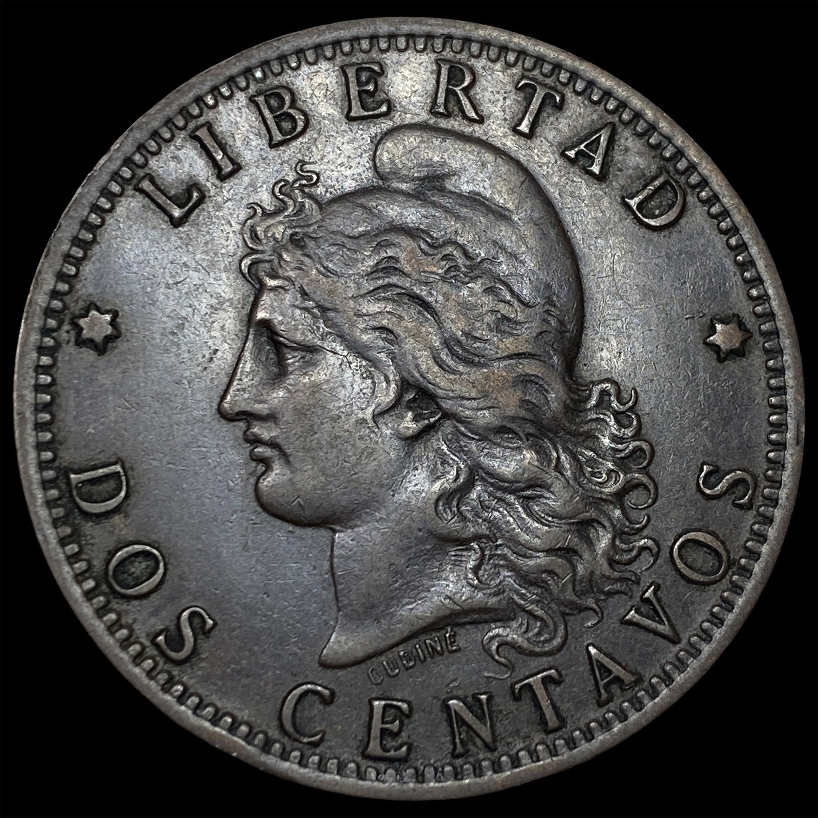 1884 Argentina Bronze 2 Centavos CHOICE BU: 1884 Argentina Bronze 2 Centavos CHOICE BU