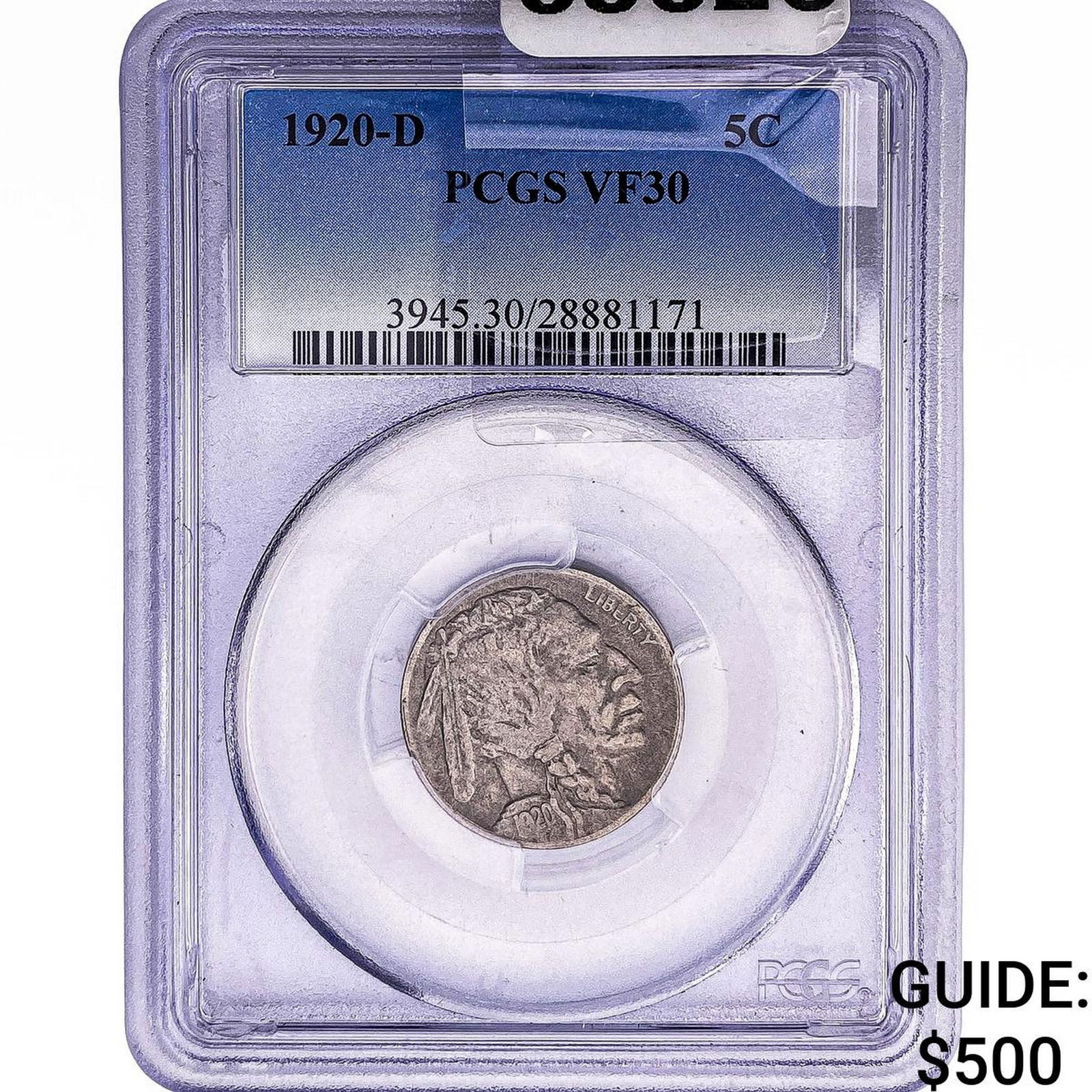 1920-D Buffalo Nickel PCGS VF30: 1920-D Buffalo Nickel PCGS VF30