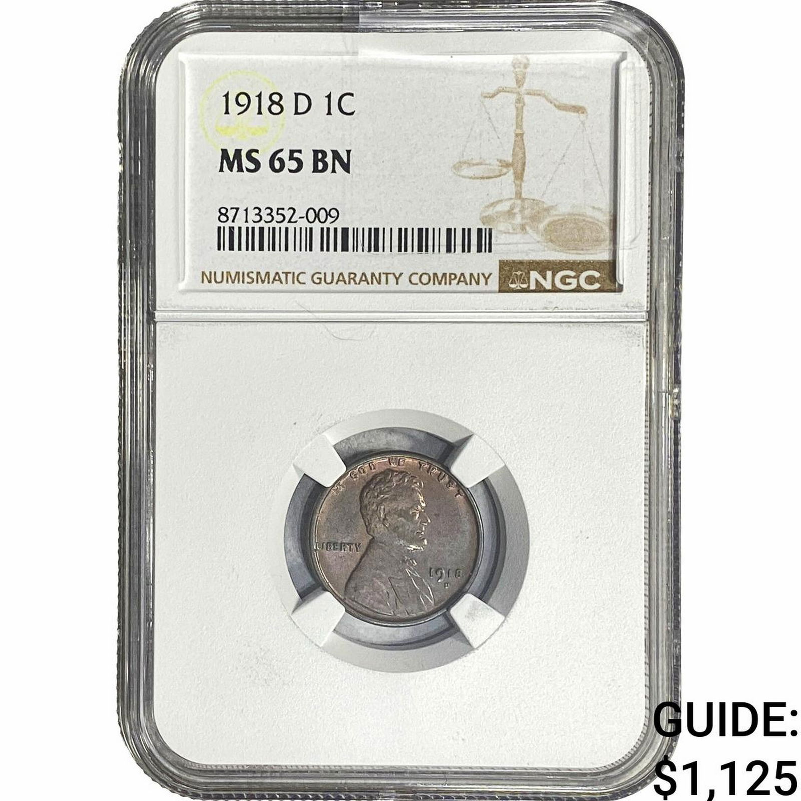 1918-D Wheat Cent NGC MS65 BN: 1918-D Wheat Cent NGC MS65 BN