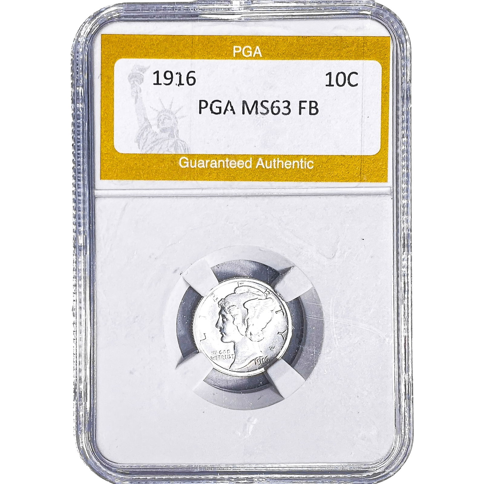 1916 Mercury Silver Dime PGA MS63 FB: 1916 Mercury Silver Dime PGA MS63 FB