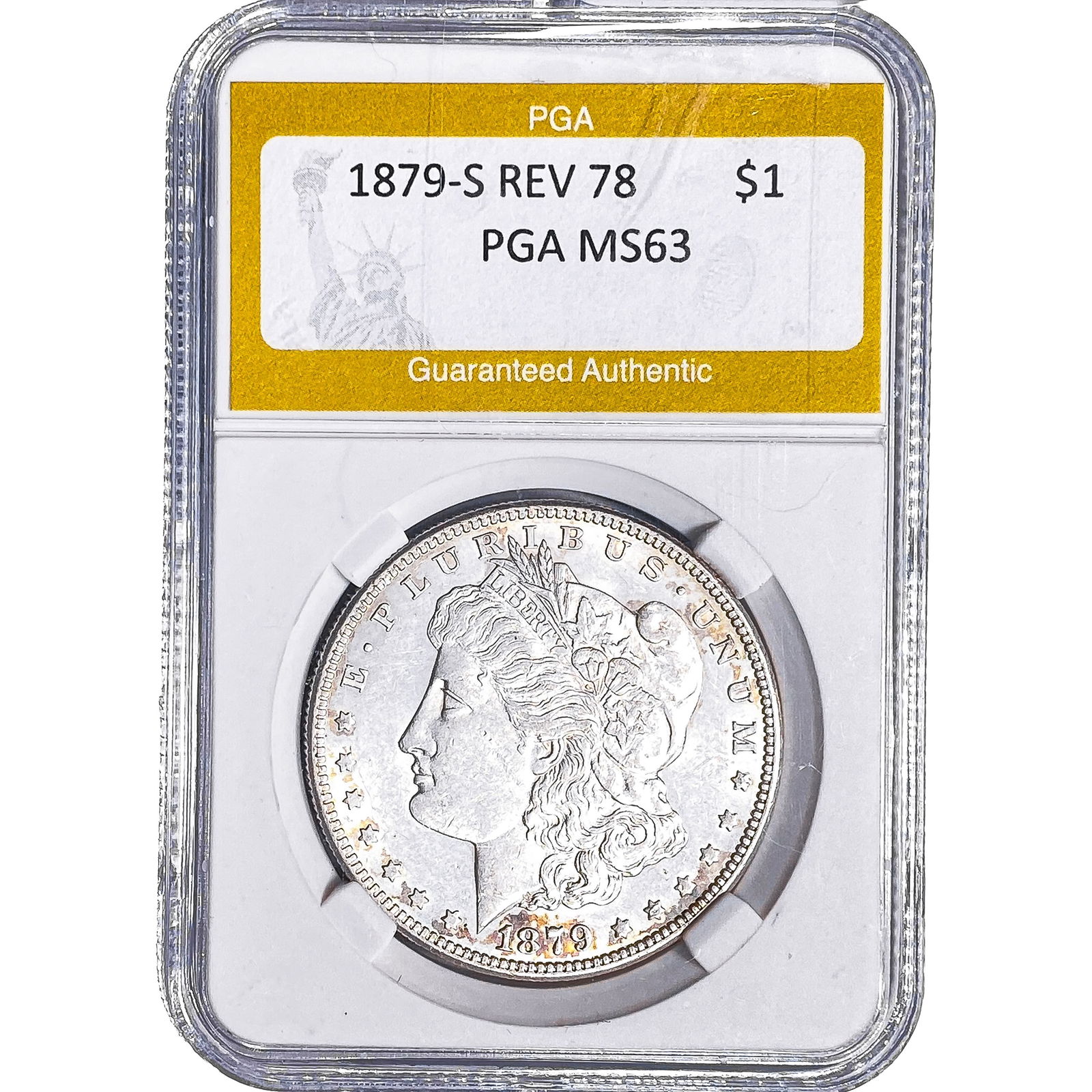 1879-S REV 78 Morgan Silver Dollar PGA MS63: 1879-S REV 78 Morgan Silver Dollar PGA MS63