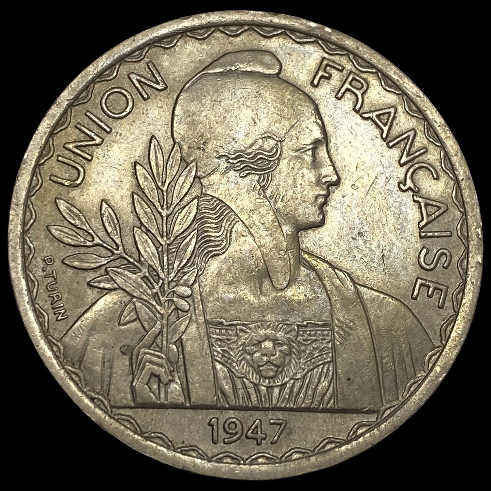 1947 French-Indo China Nickel 1 Piastre UNCIRCULATED: 1947 French-Indo China Nickel 1 Piastre UNCIRCULATED