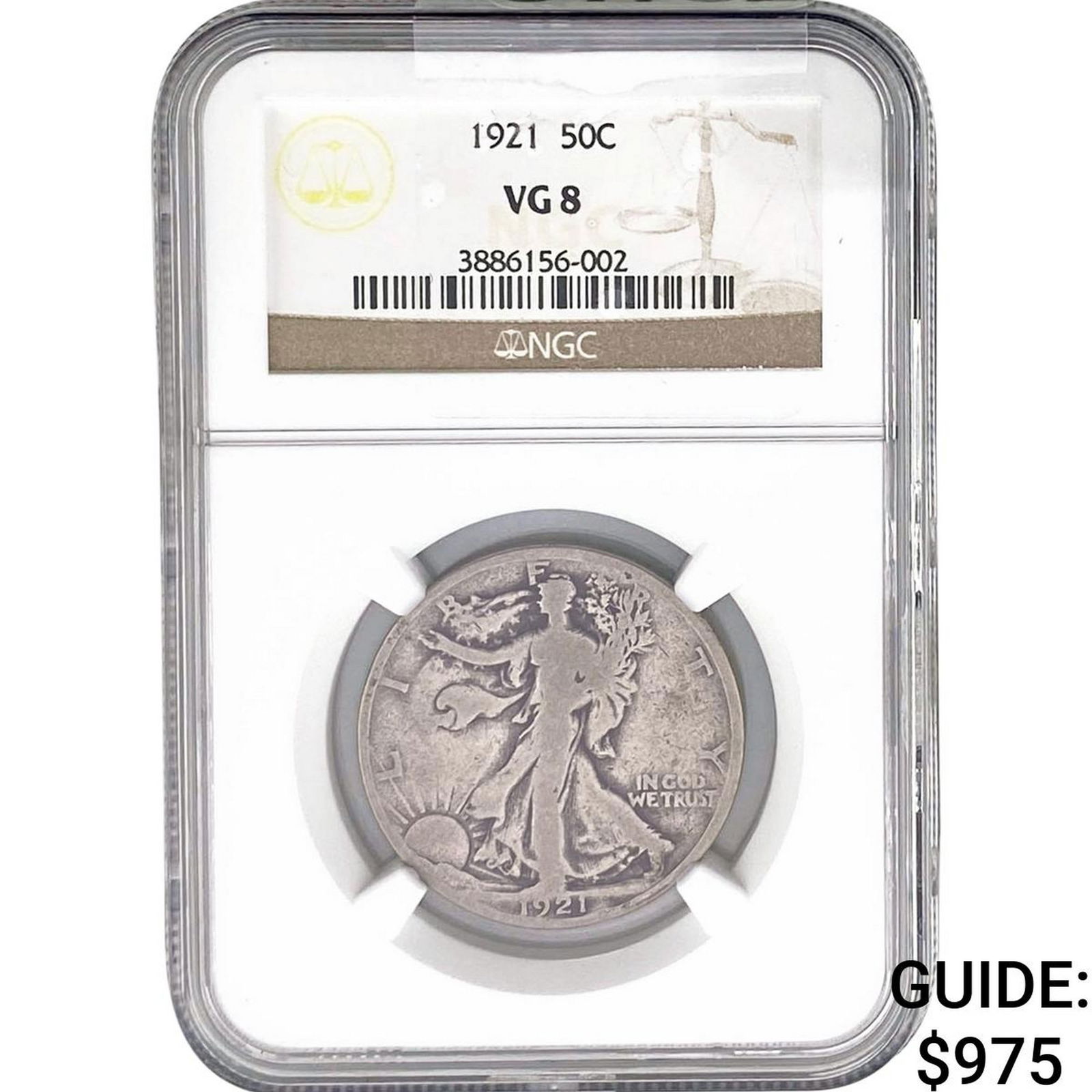 1921 Walking Liberty Half Dollar NGC VG8: 1921 Walking Liberty Half Dollar NGC VG8