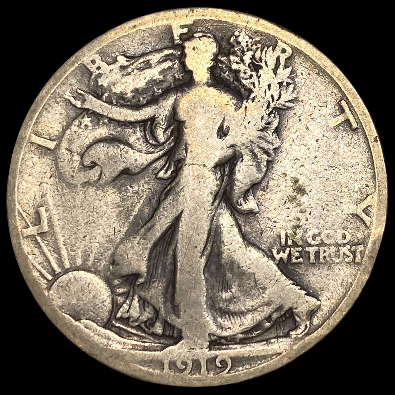 1919-S Silver Walking Liberty Half Dollar NICELY CIRCULATED: 1919-S Silver Walking Liberty Half Dollar NICELY CIRCULATED