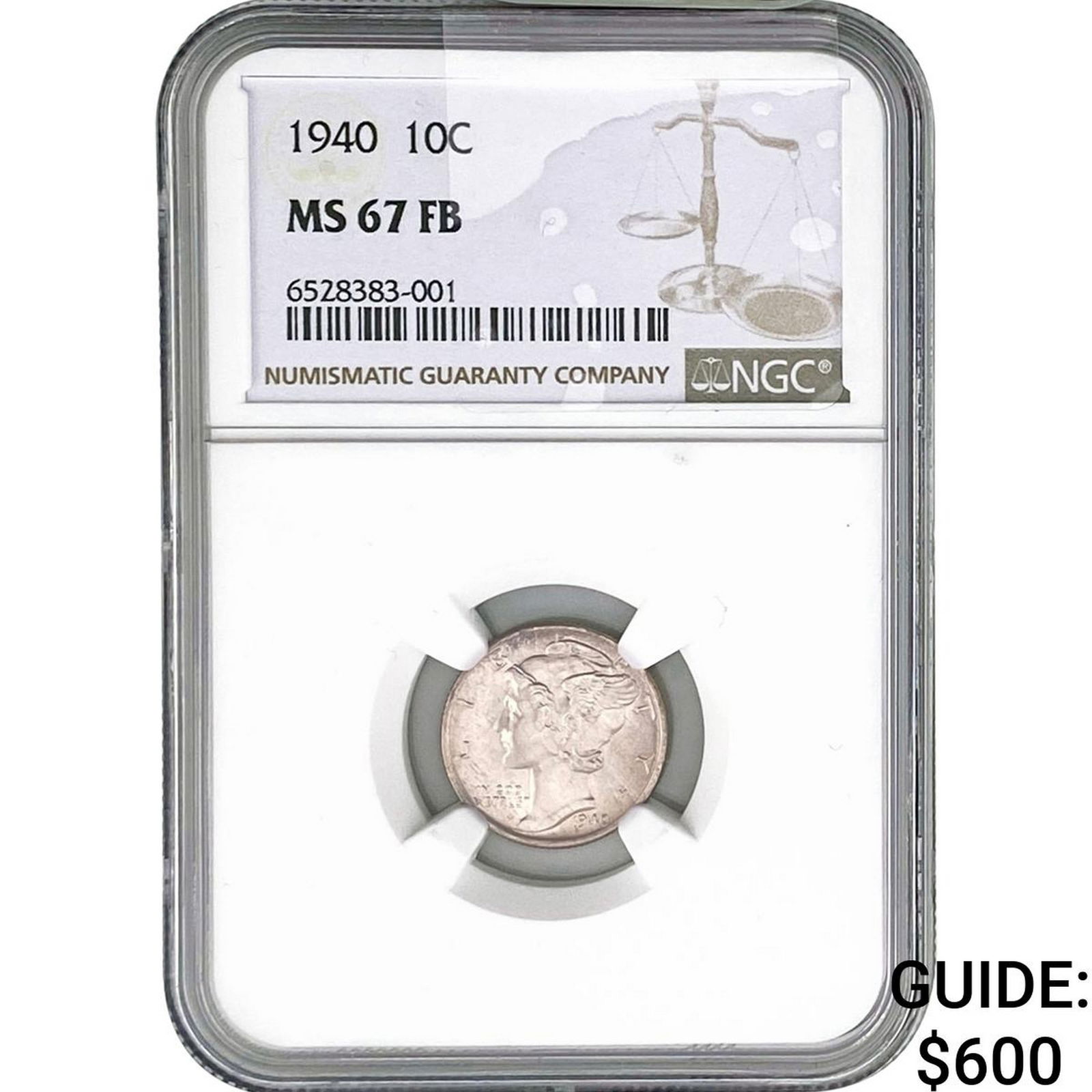 1940 Mercury Silver Dime NGC MS67 FB: 1940 Mercury Silver Dime NGC MS67 FB