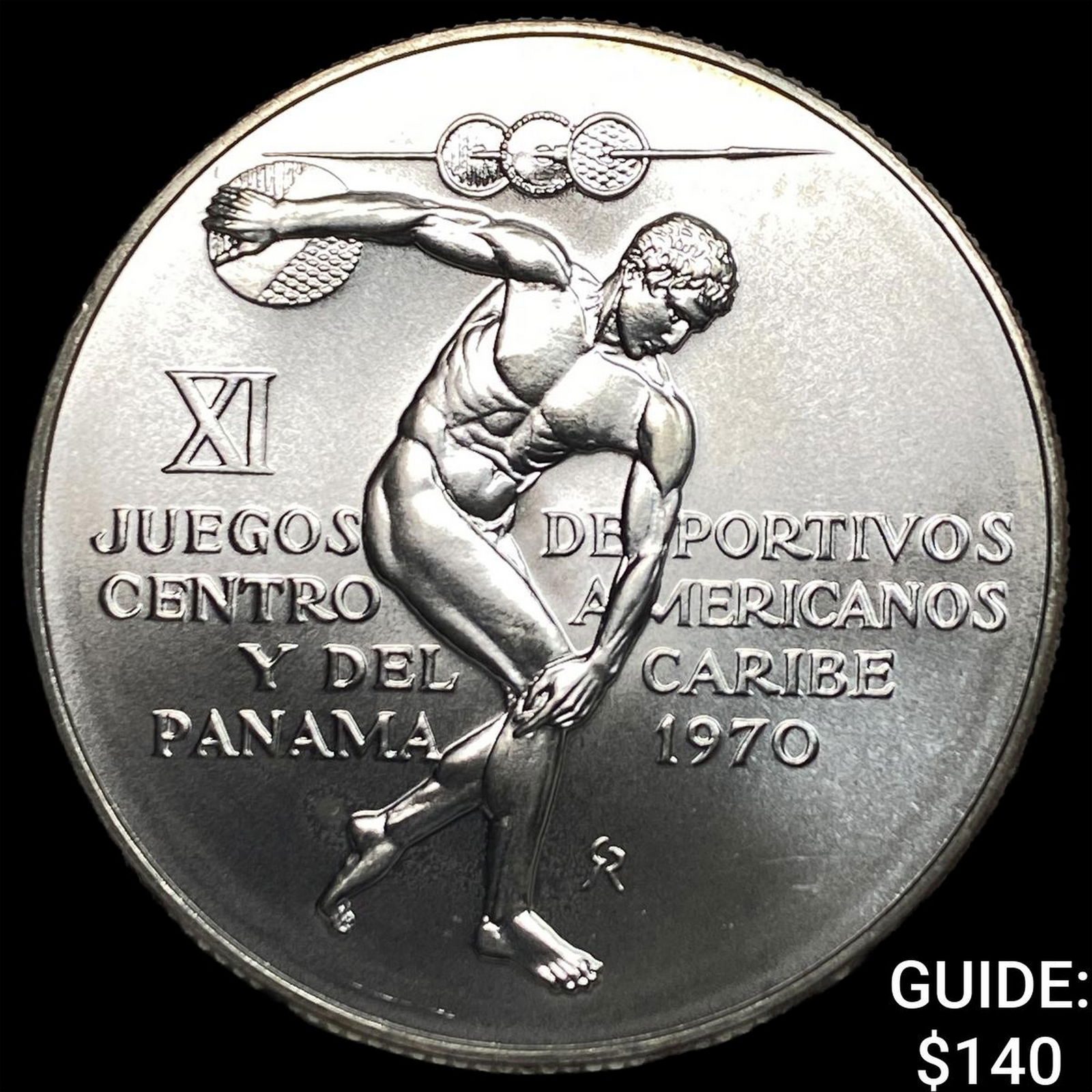 1970 Panama Silver 5 Balboas SUPERB GEM BU: 1970 Panama Silver 5 Balboas SUPERB GEM BU