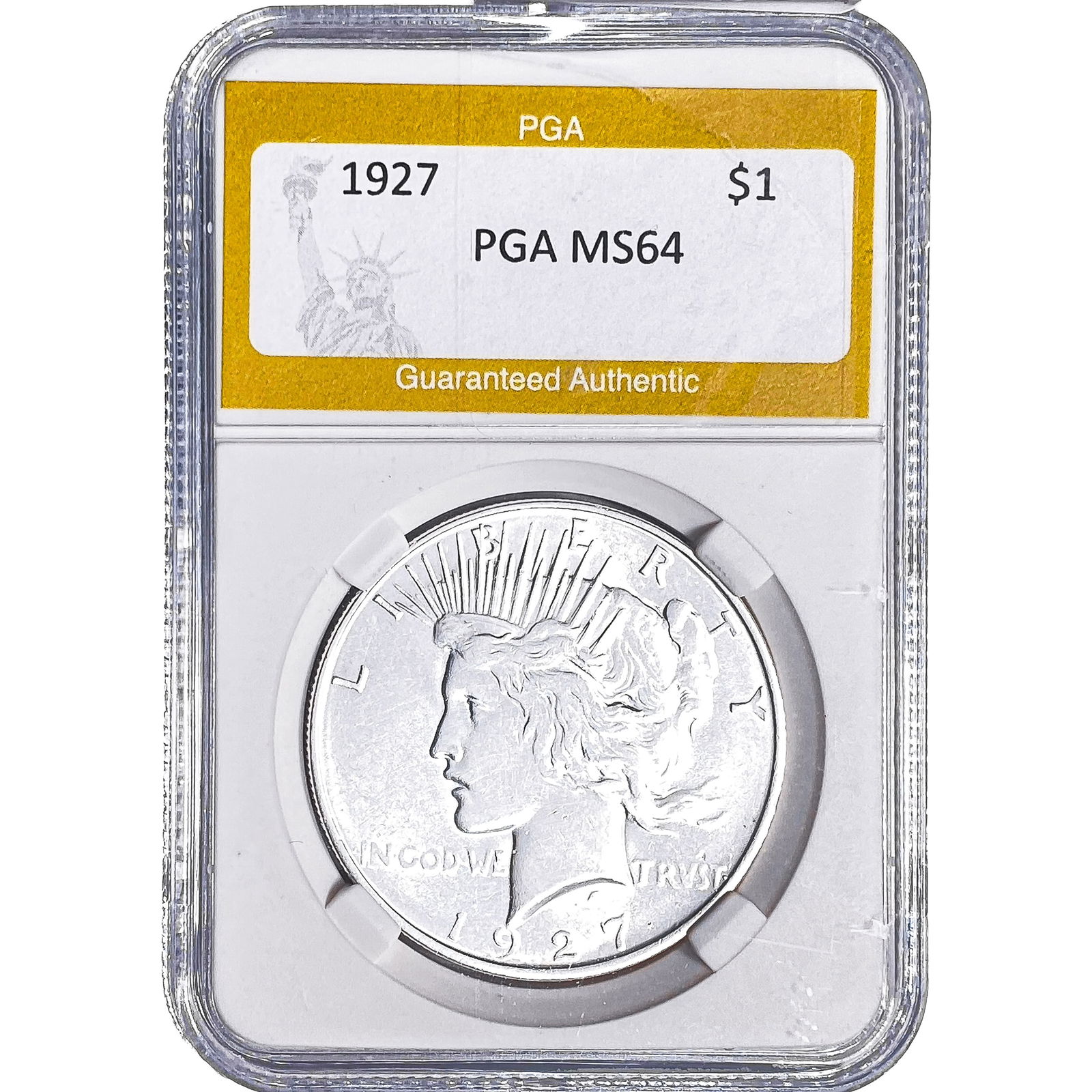 1927 Silver Peace Dollar PGA MS64: 1927 Silver Peace Dollar PGA MS64