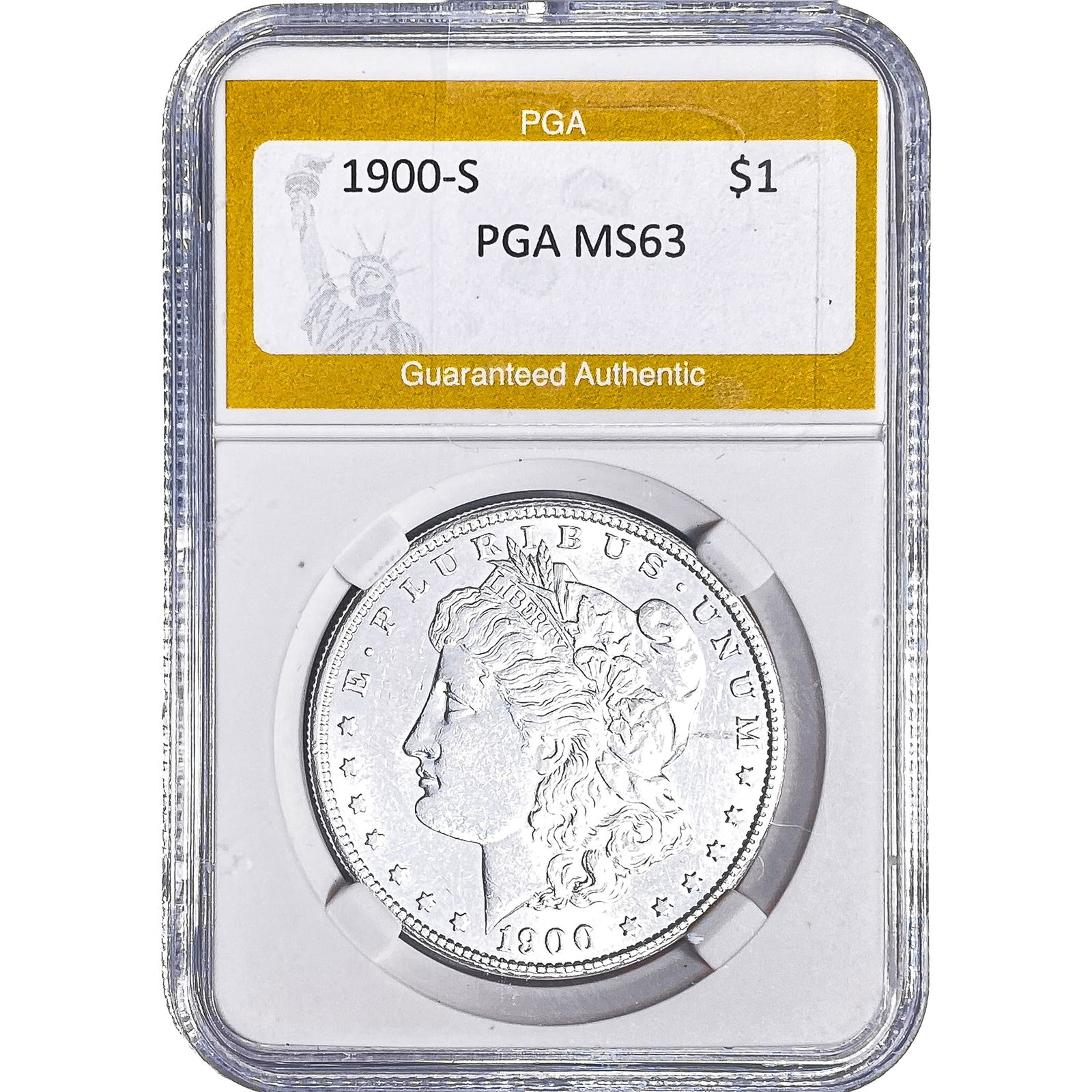 1900-S Morgan Silver Dollar PGA MS63: 1900-S Morgan Silver Dollar PGA MS63