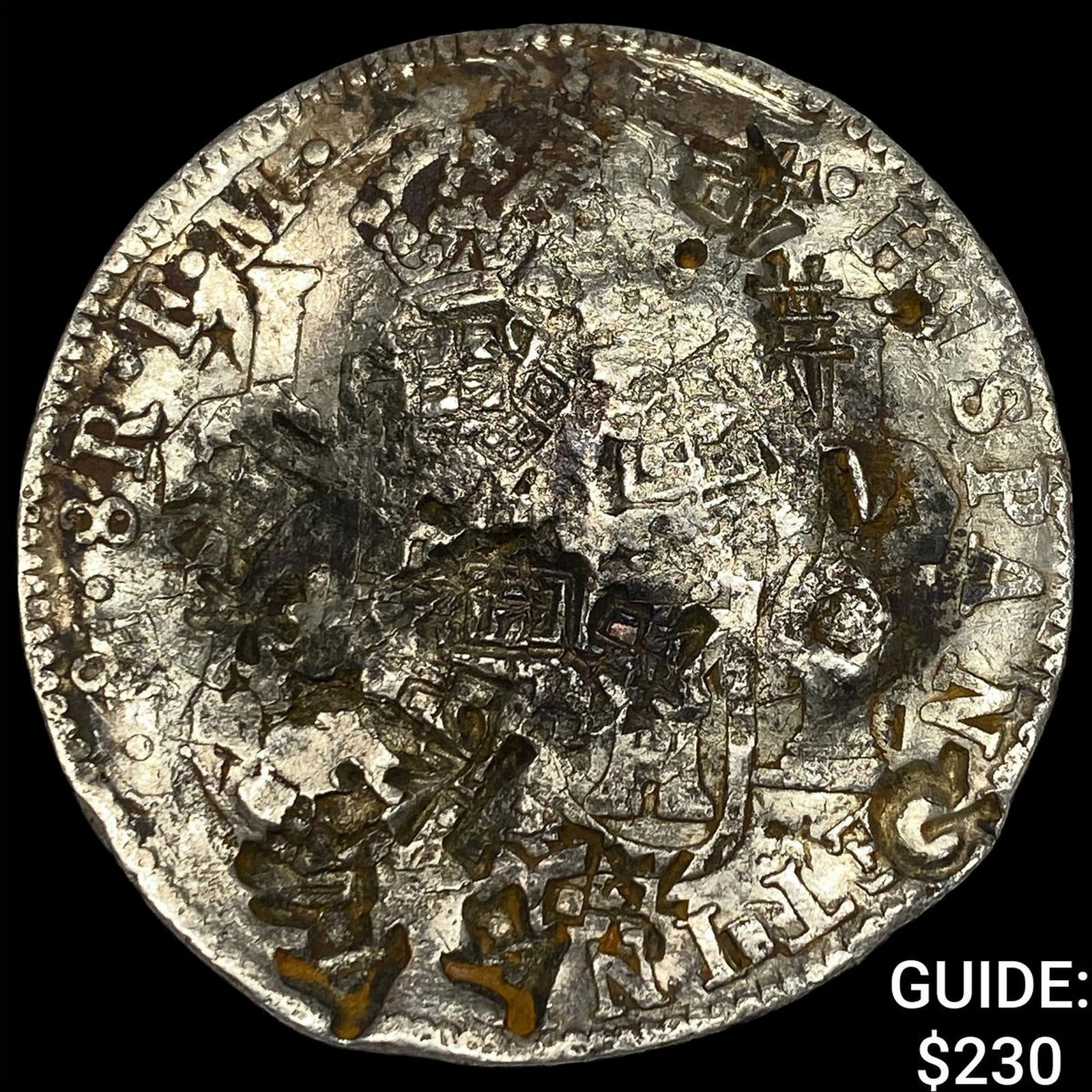 Colonial Spain Silver 8 Reales Punchmarked NEARLY UNCIRCULATED: Colonial Spain Silver 8 Reales Punchmarked NEARLY UNCIRCULATED