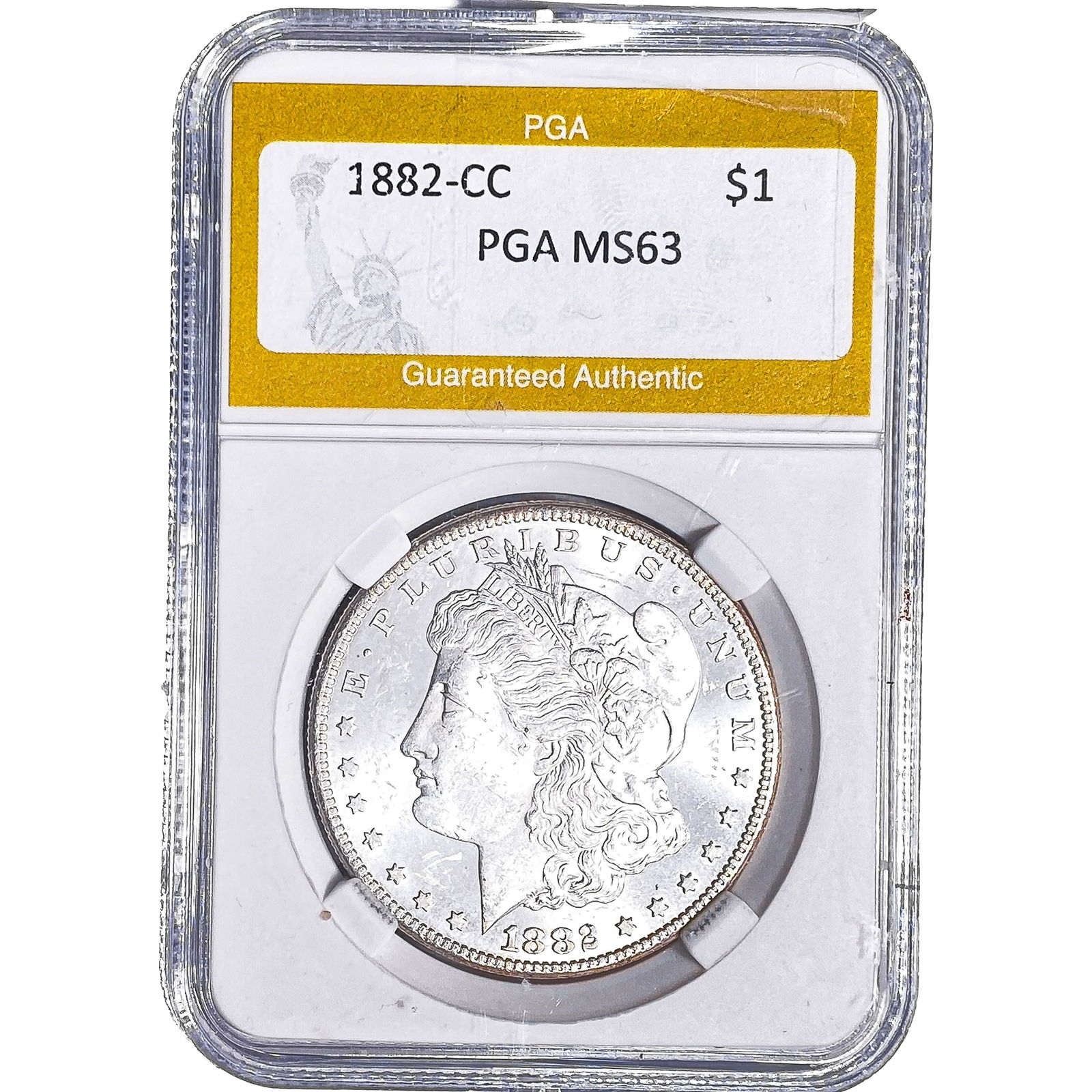 1882-CC Morgan Silver Dollar PGA MS63: 1882-CC Morgan Silver Dollar PGA MS63