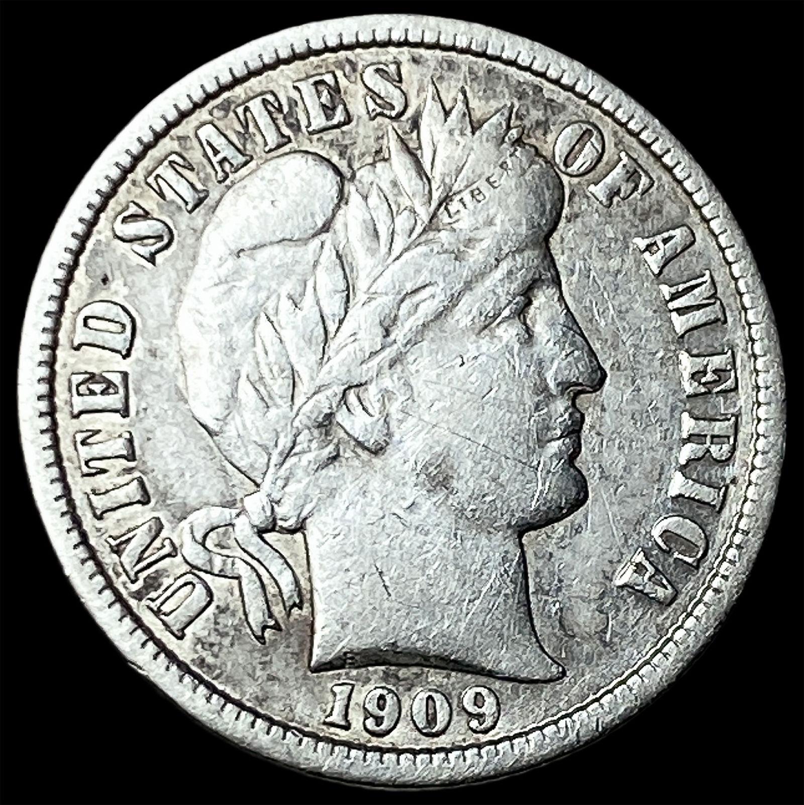 1909-S Silver Barber Dime NEARLY UNCIRCULATED: 1909-S Silver Barber Dime NEARLY UNCIRCULATED