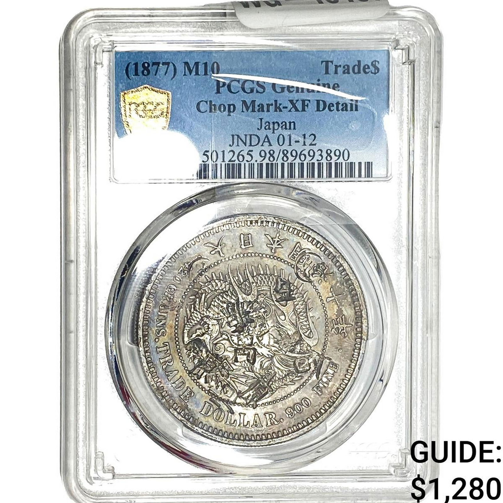 1877 Japan Silver Trade Dollar PCGS XFDetails Chopmarked: 1877 Japan Silver Trade Dollar PCGS XFDetails Chopmarked