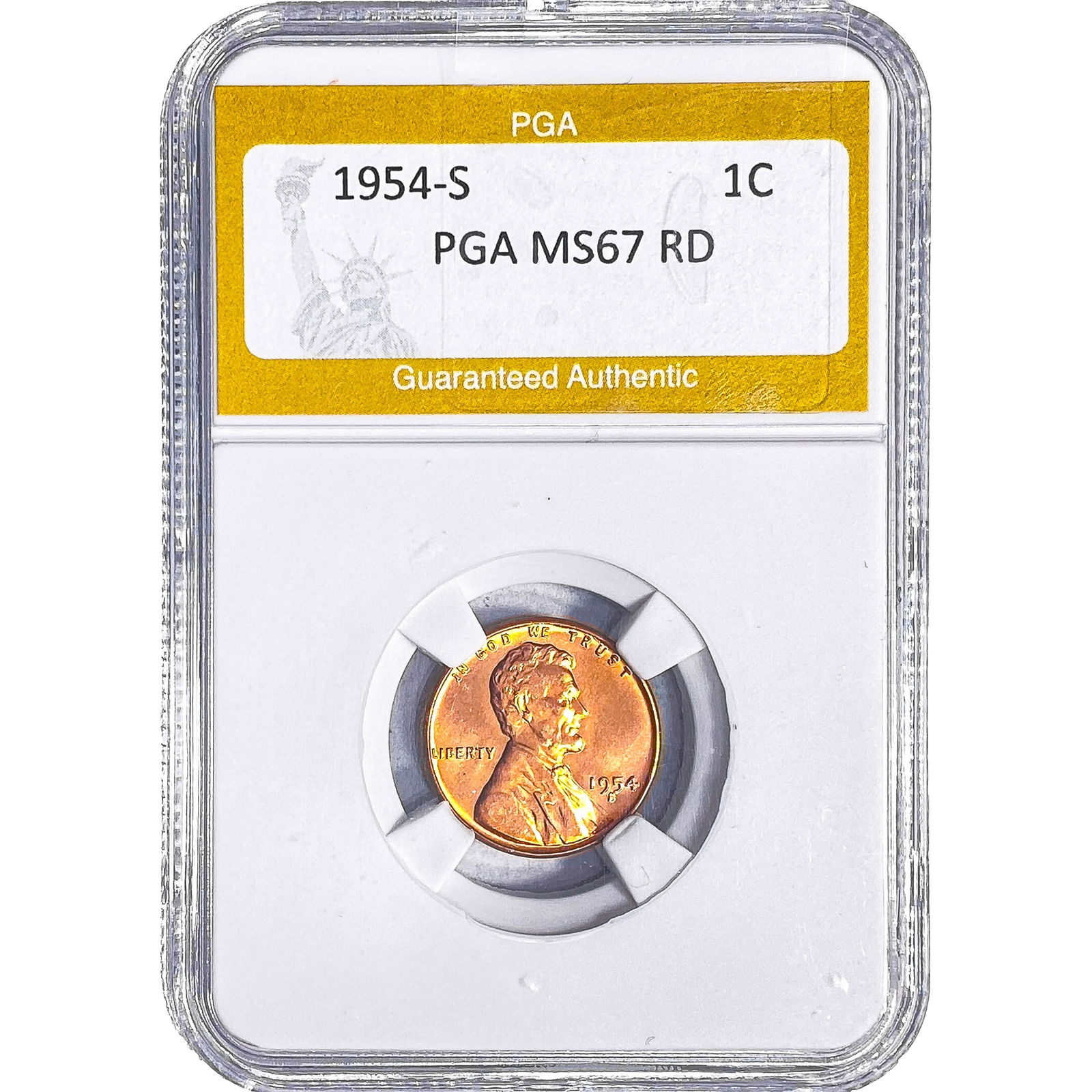 1954-S Wheat Cent PGA MS67 RD: 1954-S Wheat Cent PGA MS67 RD