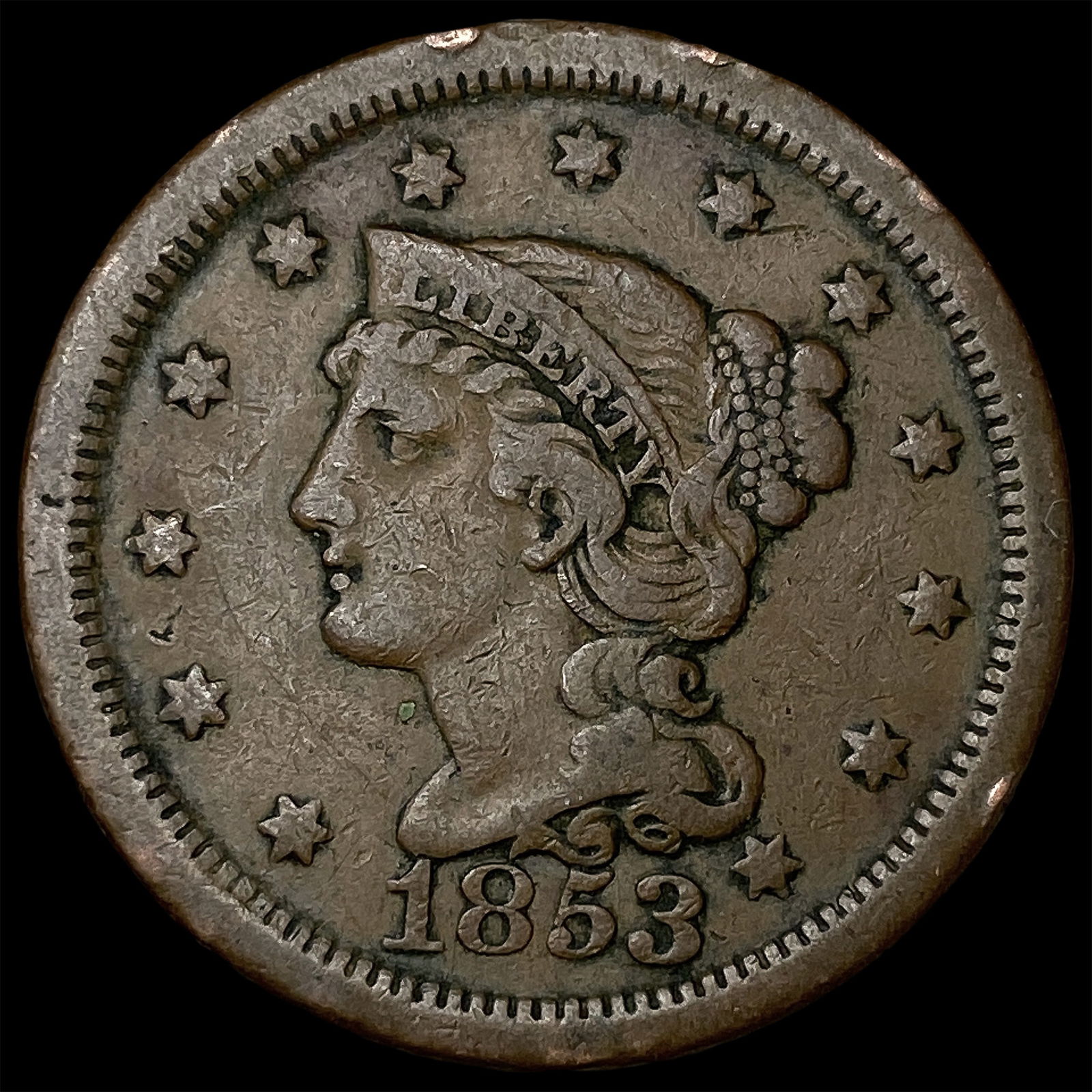 1853 Braided Hair Large Cent LIGHTLY CIRCULATED: 1853 Braided Hair Large Cent LIGHTLY CIRCULATED