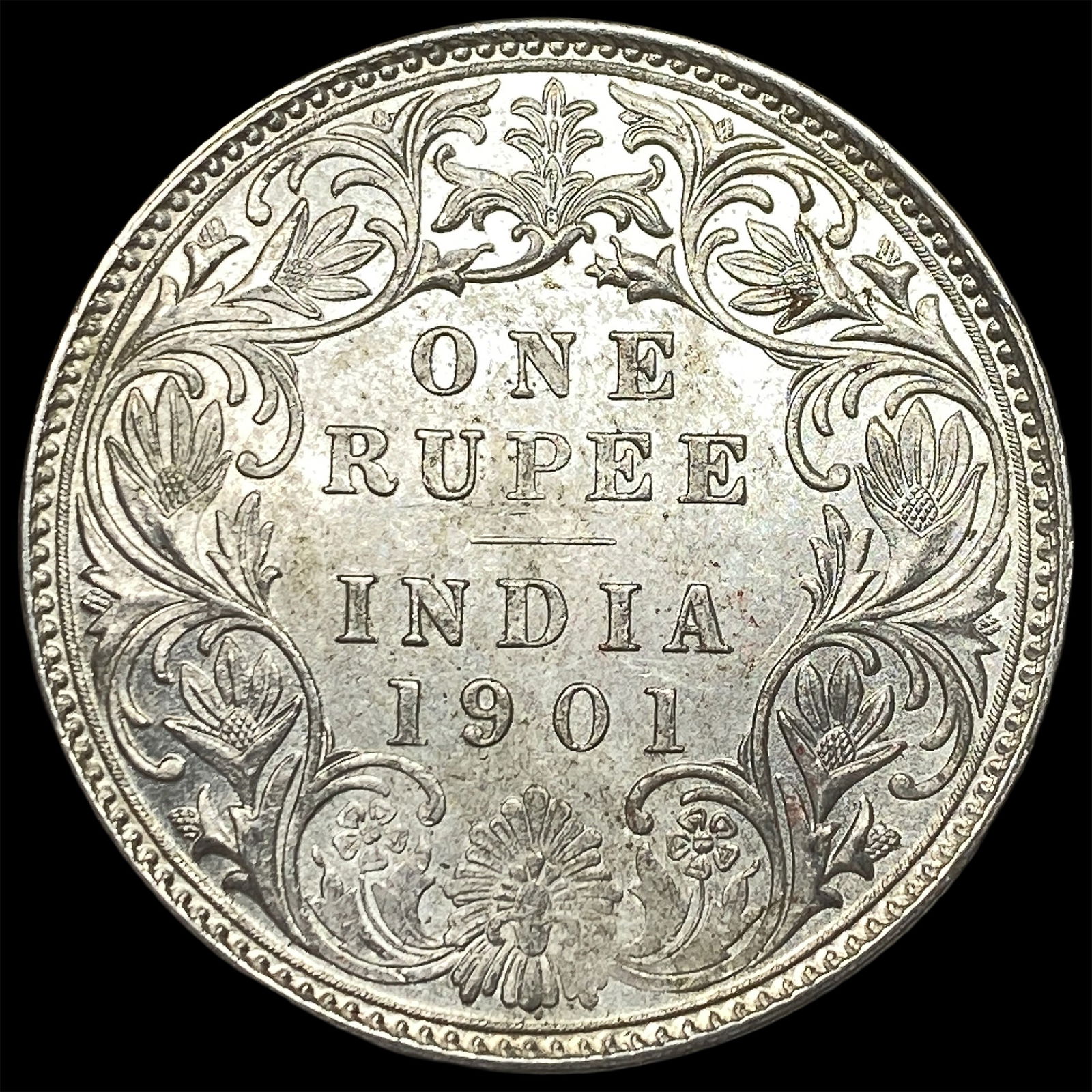 1901 British India Silver 1 Rupee HIGH GRADE - 2