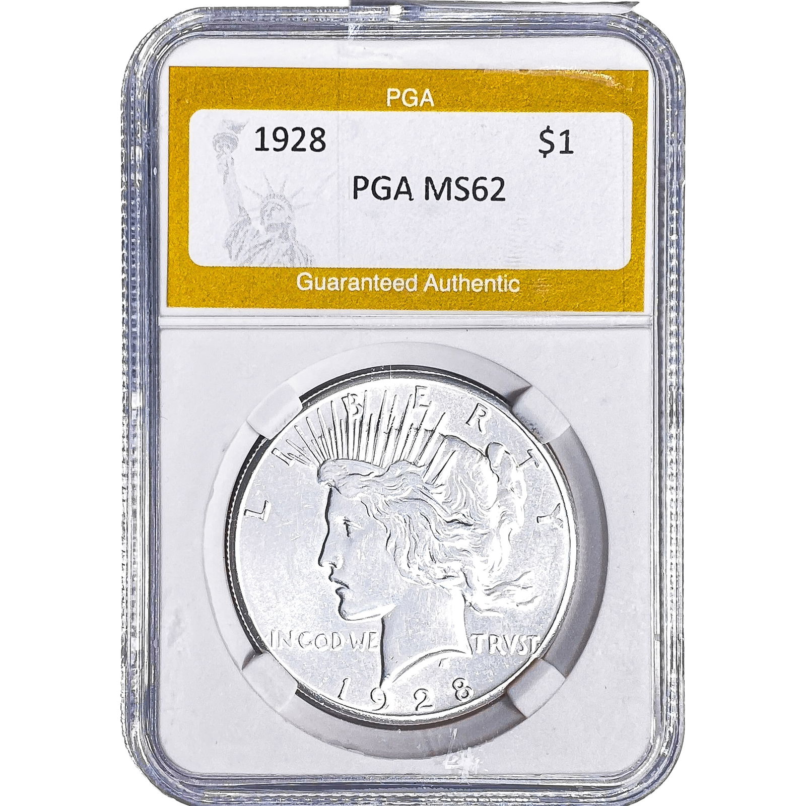 1928 Silver Peace Dollar PGA MS62: 1928 Silver Peace Dollar PGA MS62