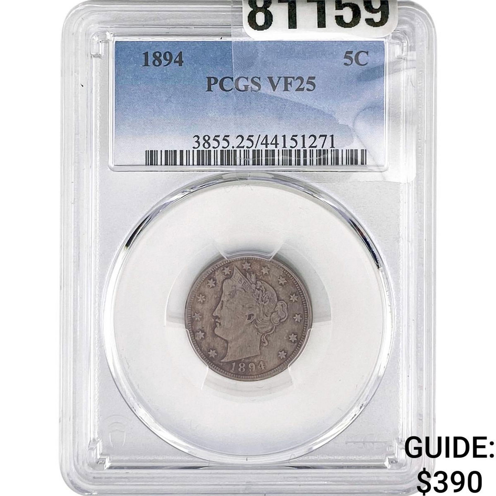 1894 Liberty Victory Nickel PCGS VF25: 1894 Liberty Victory Nickel PCGS VF25