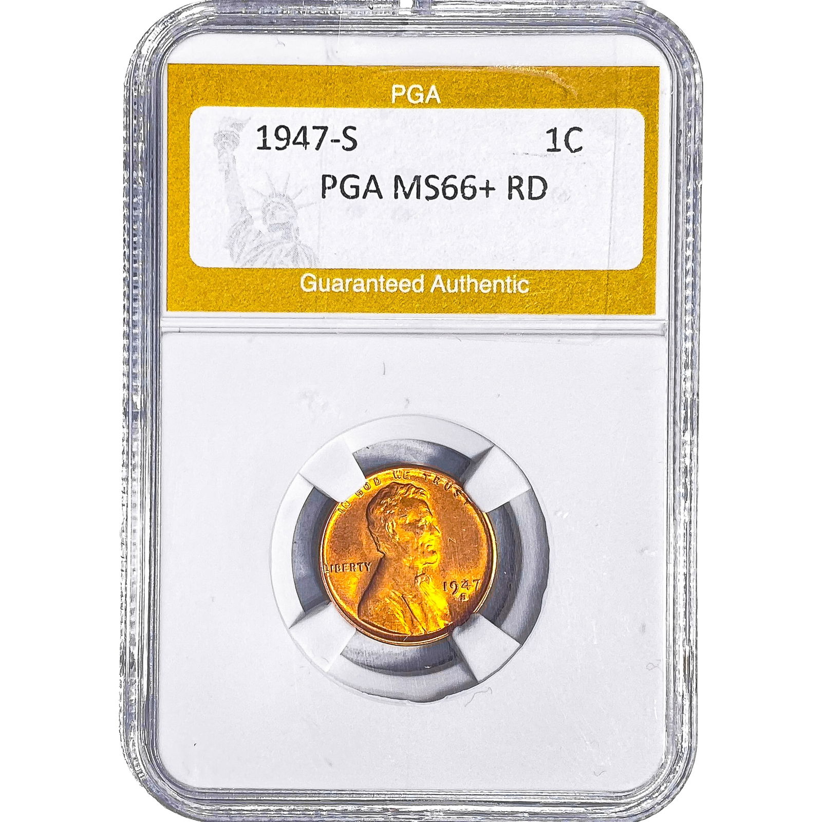 1947-S Wheat Cent PGA MS66+ RD: 1947-S Wheat Cent PGA MS66+ RD