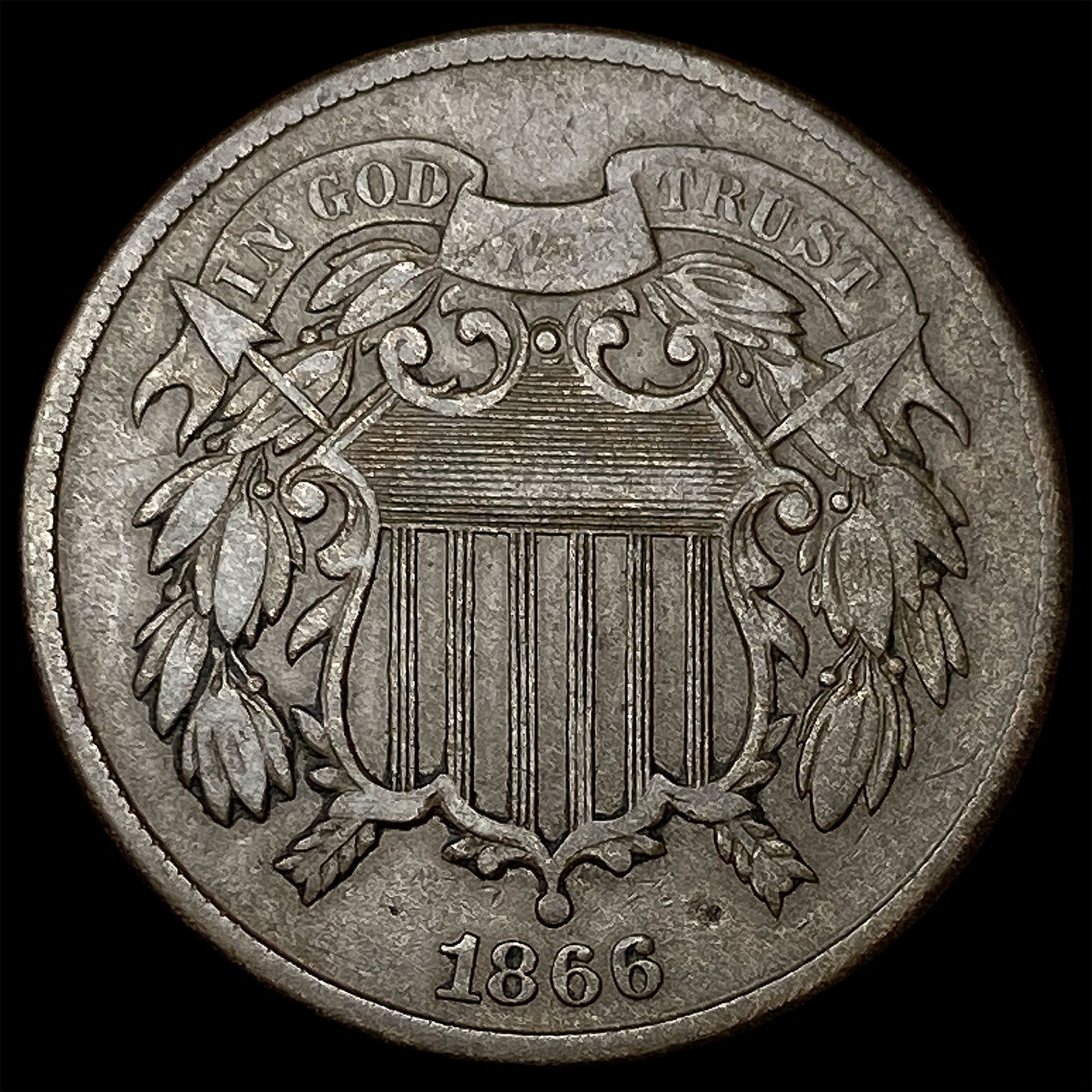 1866 Two-Cent Piece NEARLY UNCIRCULATED (1 of 2)