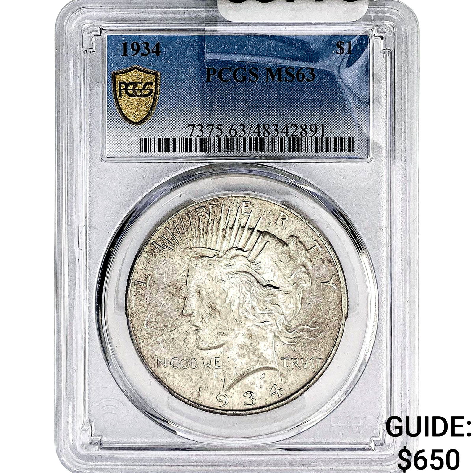 1934 Silver Peace Dollar PCGS MS63 (1 of 2)